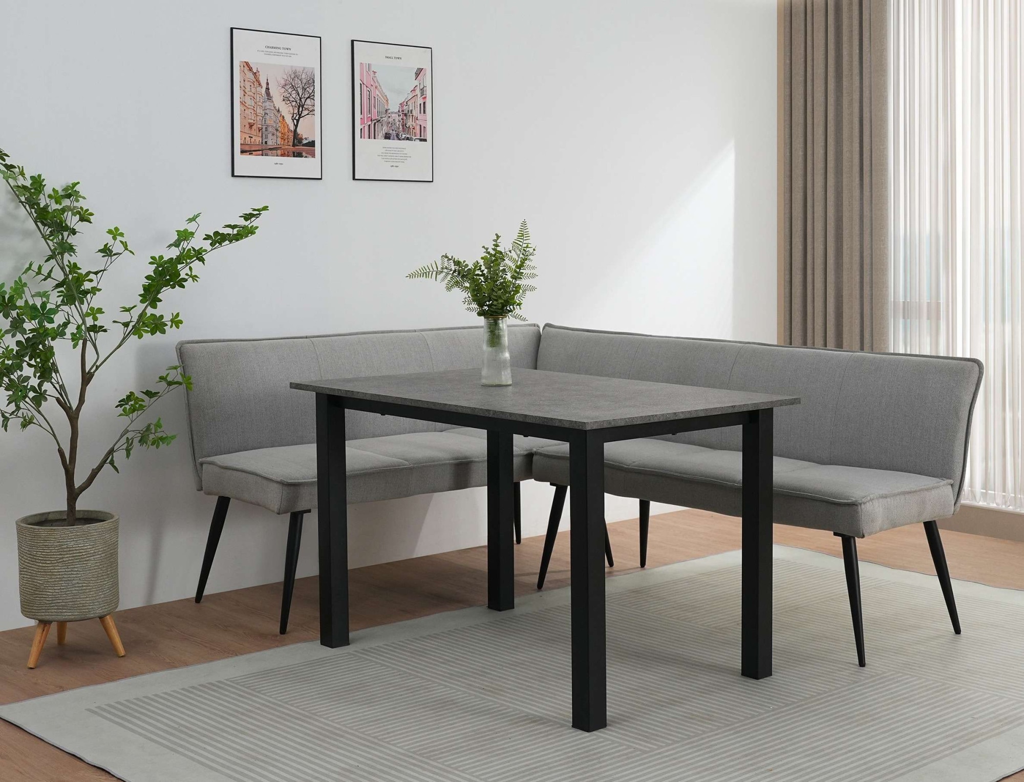 OTTO home Essbank »Ianna« schwarze Metallbeine, pflegeleichtem Webstoff Bezug, Breite 193 cm