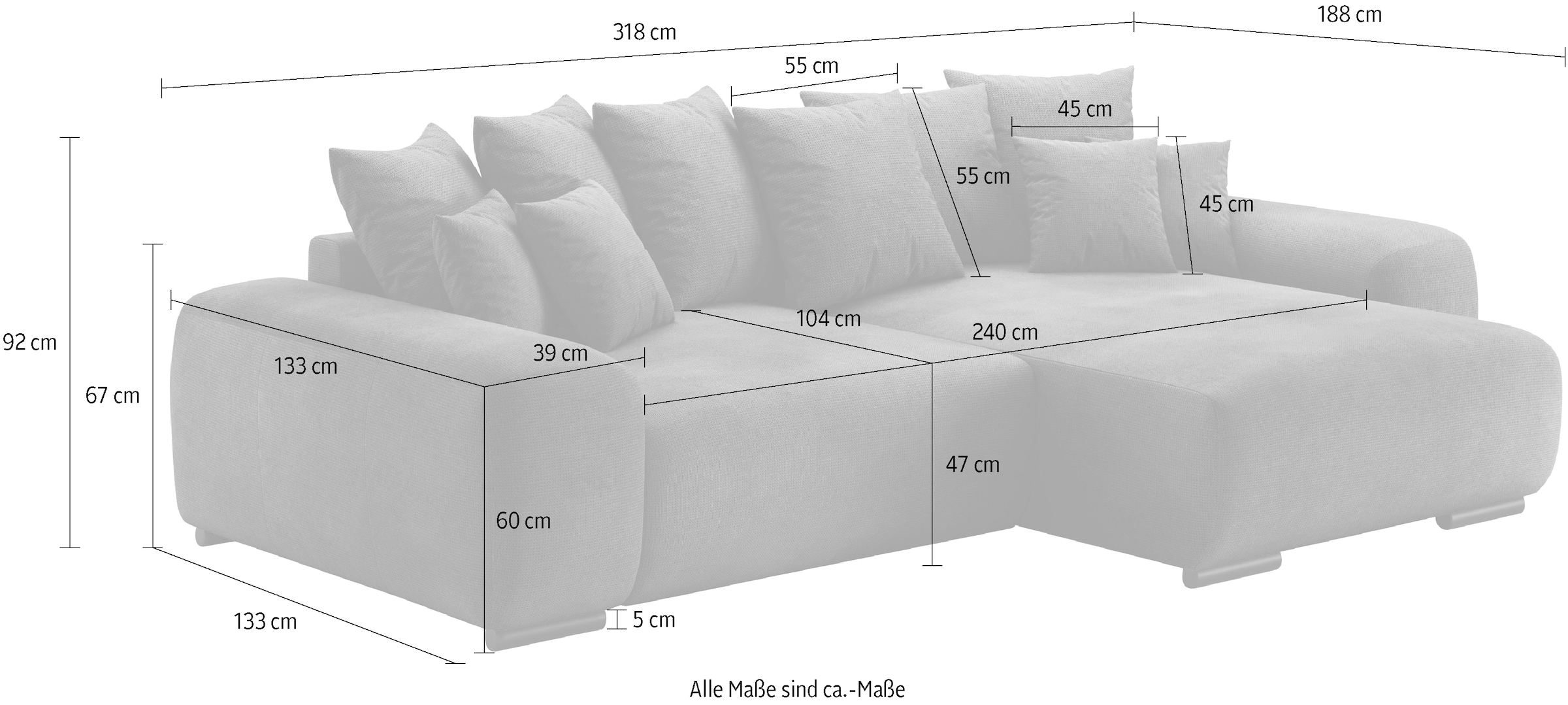 Mr. Couch Polsterecke »Sundance, L-Form«, Dauerschläfer mit Bett, Bettkasten, bis 140 kg belastbar