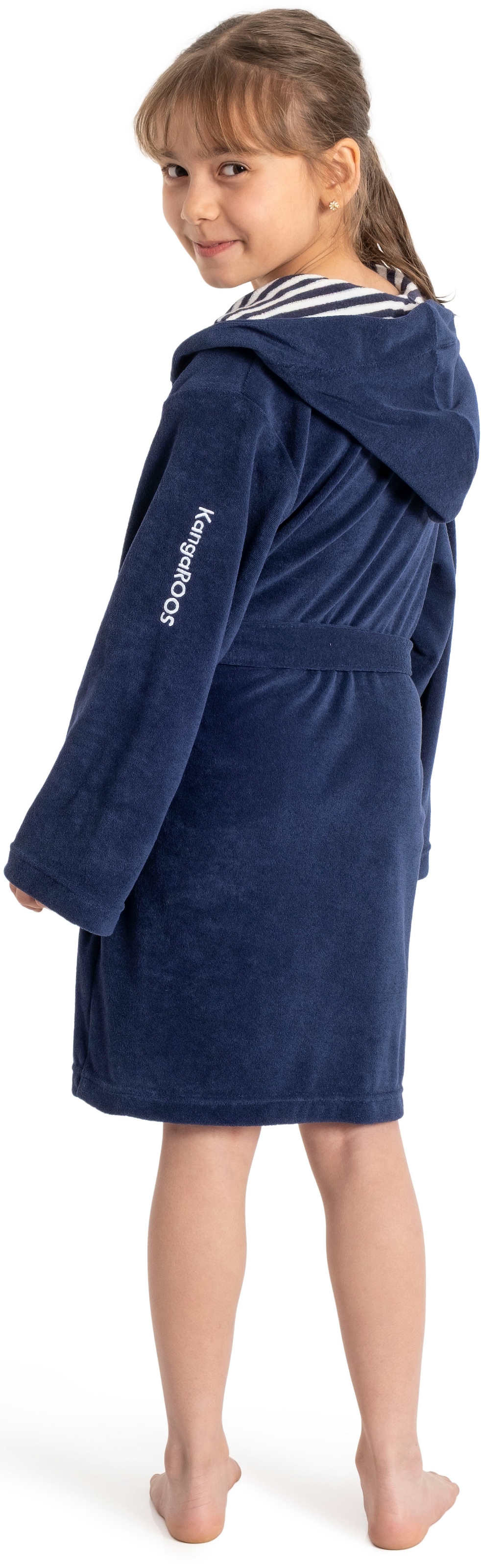 KangaROOS Kinderbademantel »Dalia, Ideal für Zuhause, Schwimmbad oder im Urlaub« 1 Stk. Uni-Farben mit Streifen