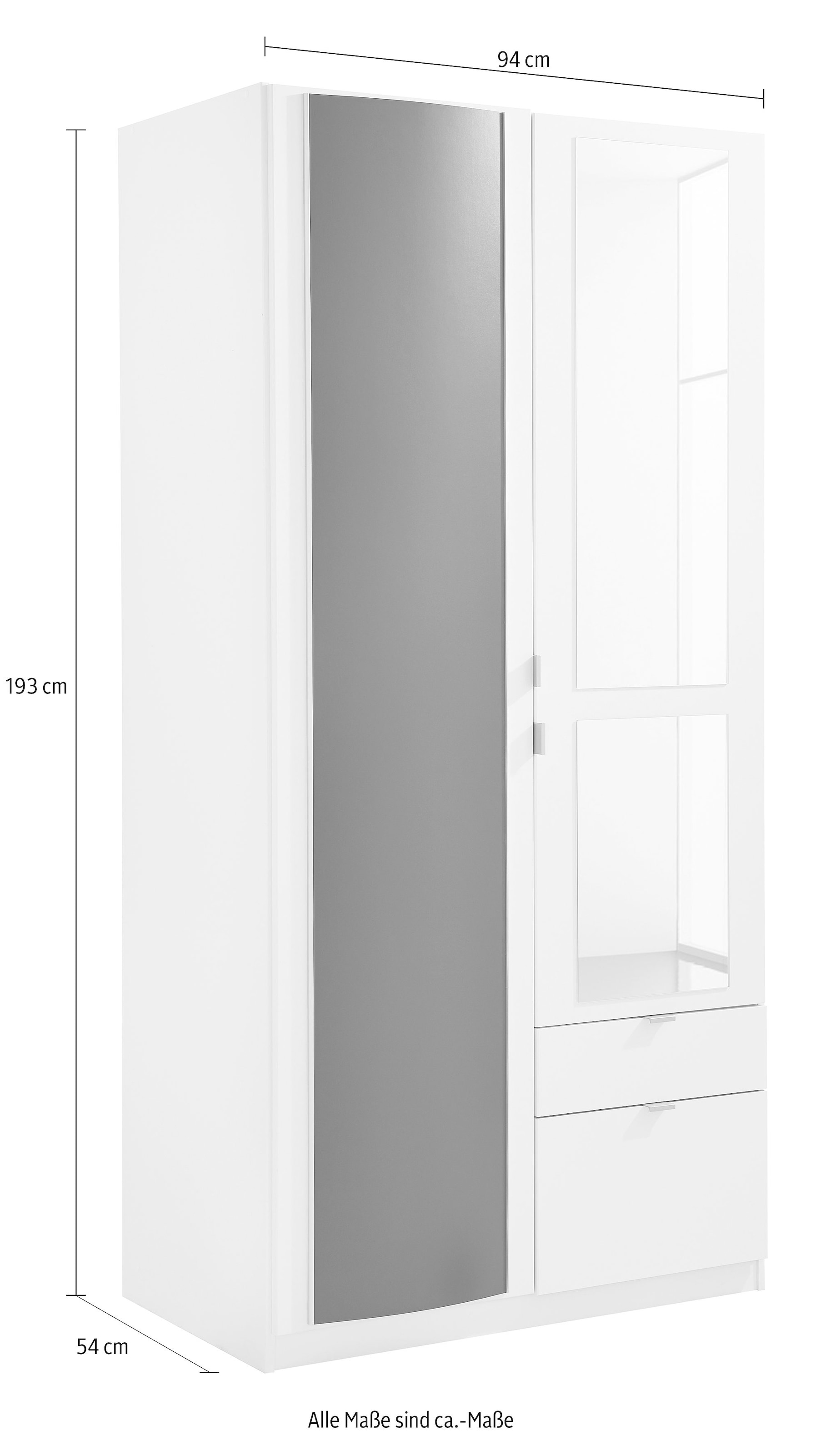 priess Kleiderschrank, mit gerundeten Elementen auf den Außentüren