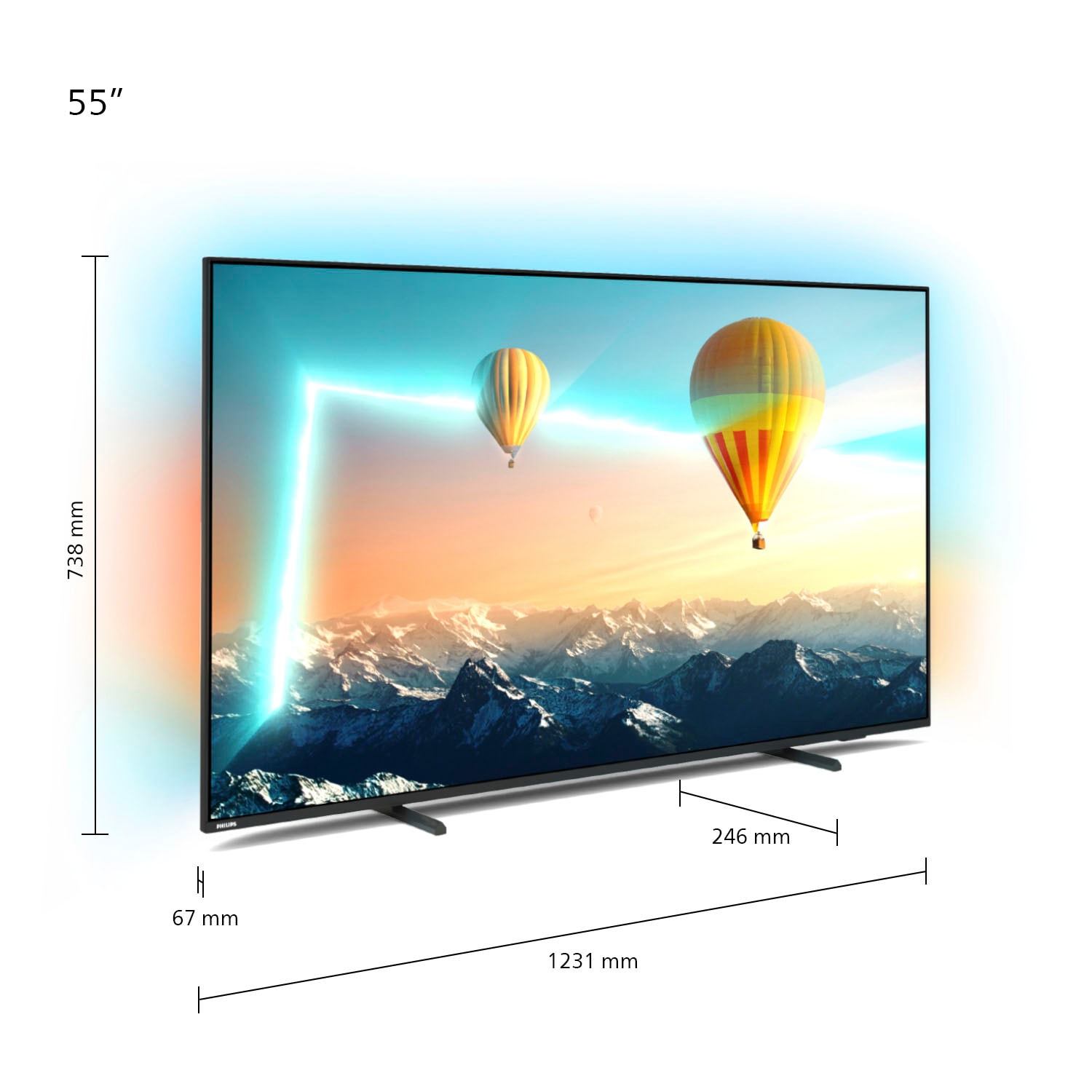 Philips LED-Fernseher »55PUS8107/12«, 139 cm/55 Zoll, 4K Ultra HD, Android TV-Smart-TV, Ambilight (3-seitig), HDR10+