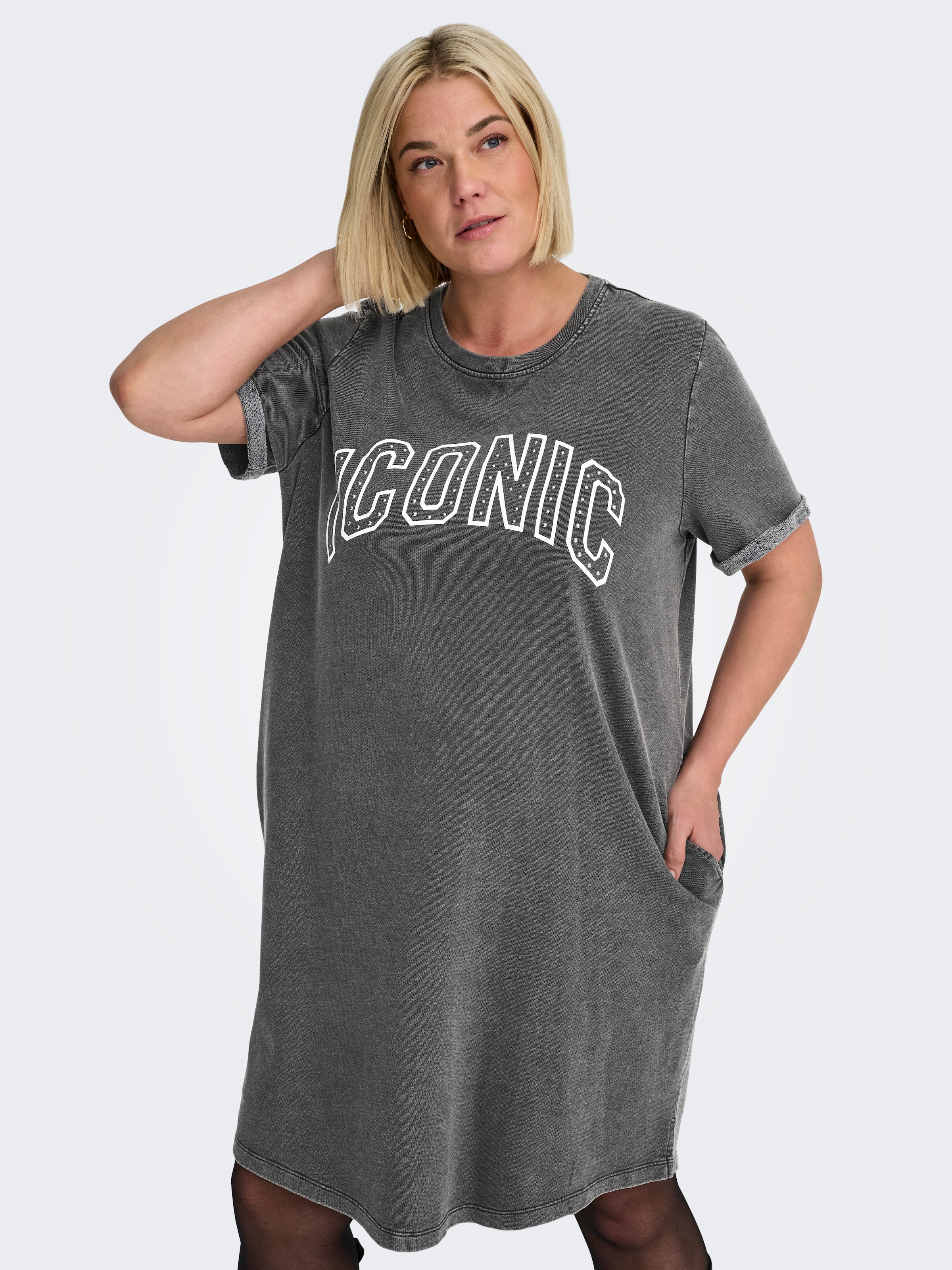 ONLY CARMAKOMA Jerseykleid »CARKAYLEE SS QUOTE  BLK DRESS JRS«