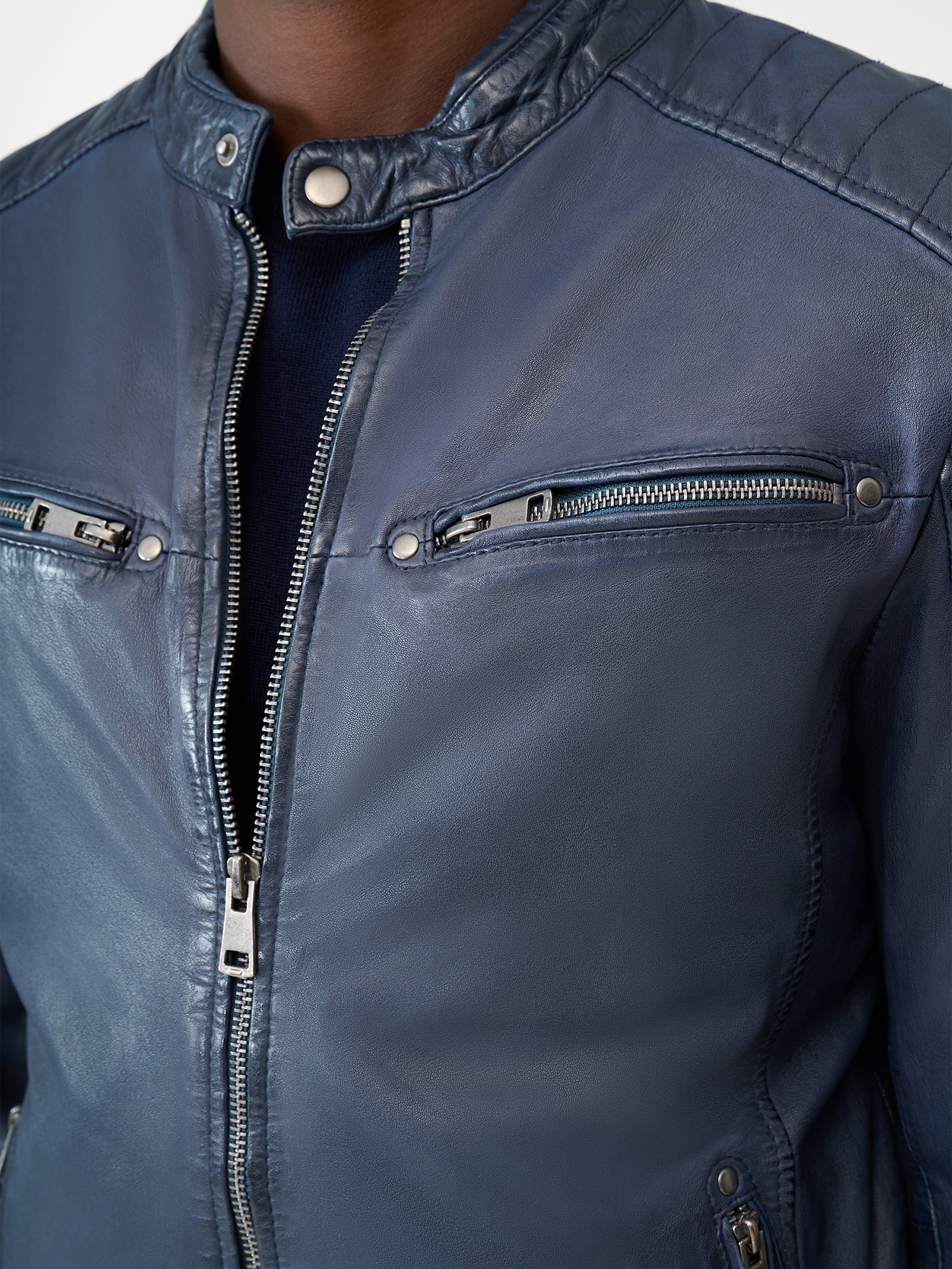 RICANO Bikerjacke »Lederjacke Gerard« ohne Kapuze Handgefertigt aus echtem Leder