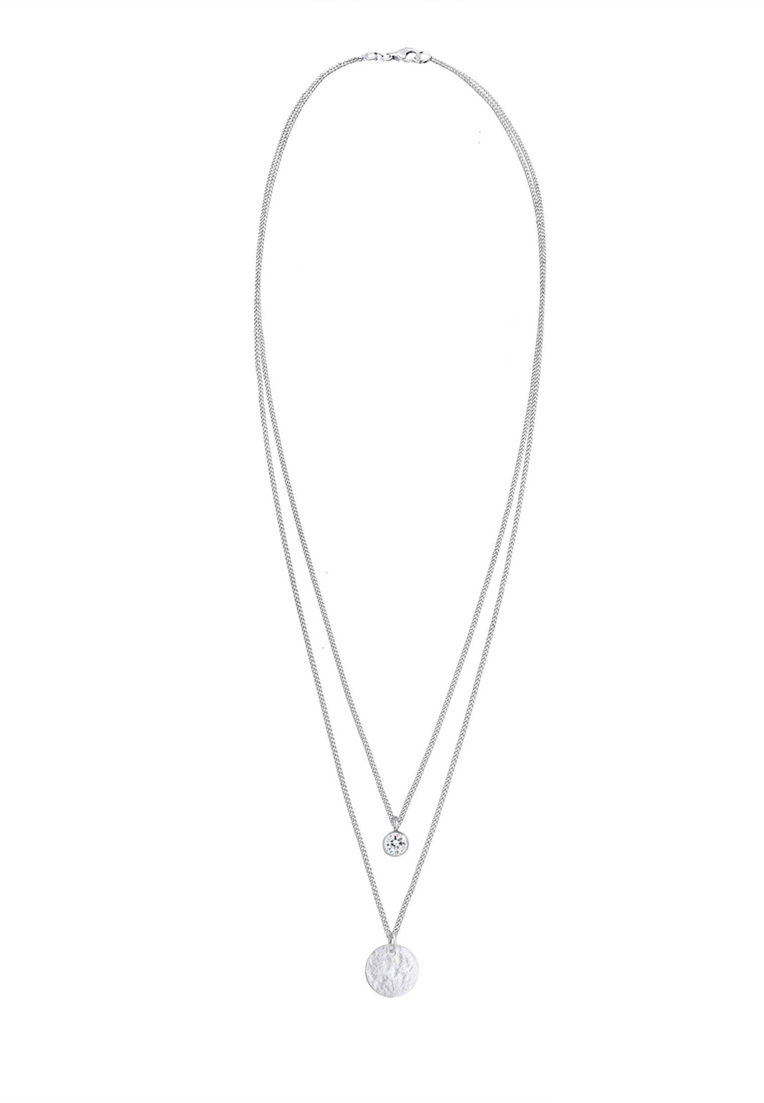 Elli Silberkette »Halskette Layer Plättchen 925 Silber, mit Kristallen von Swarovski® Sterling Silver«