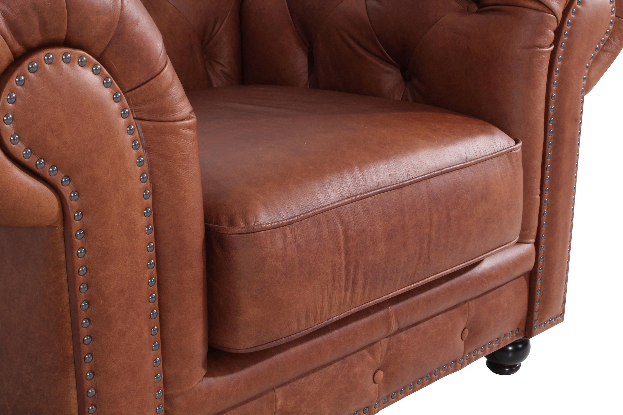 Max Winzer® Chesterfield-Sessel »Old England, Loungesessel, bequem, mit tollen Details«, Ledersessel mit Knopfheftung & Ziernägeln