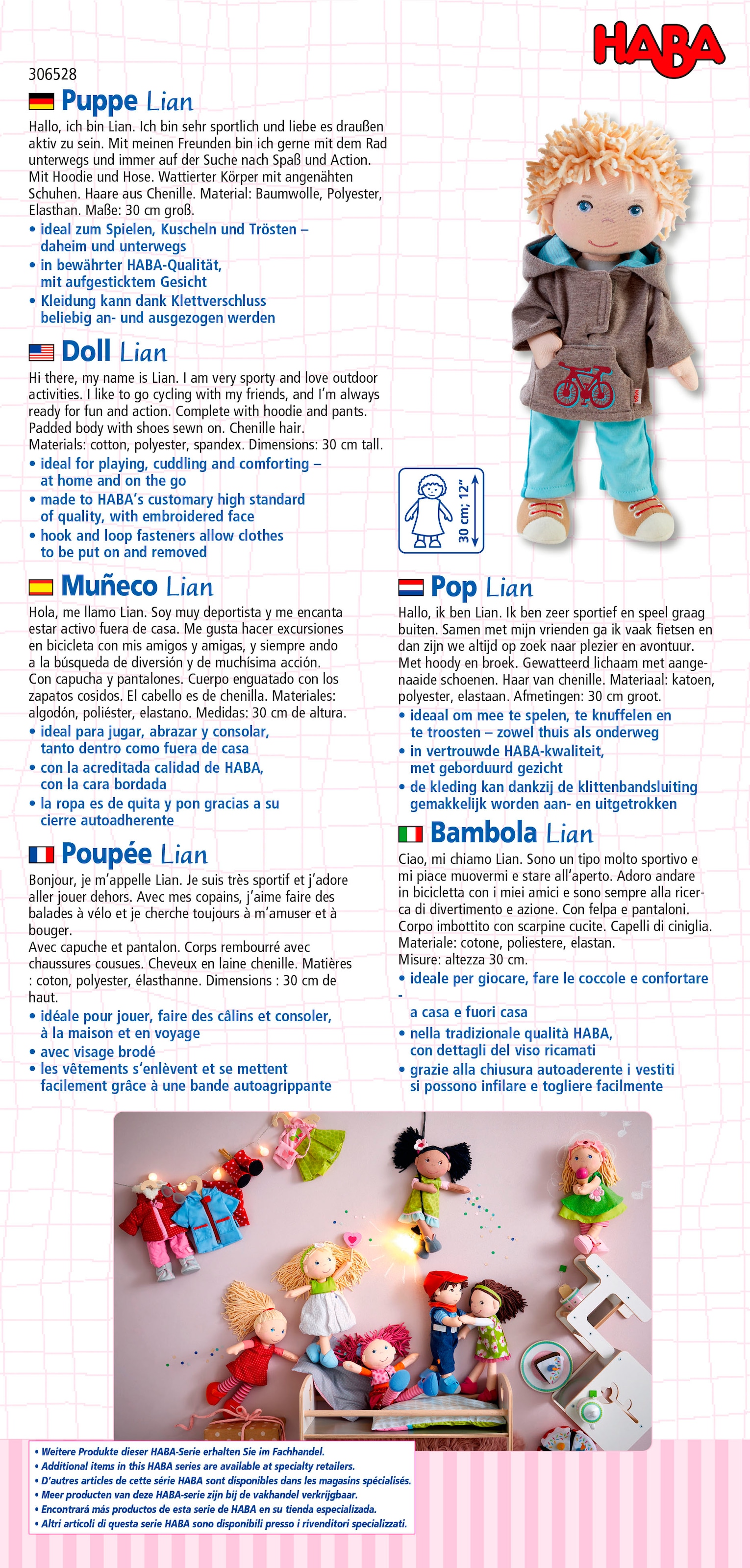 Haba Stoffpuppe »Lian«, Mit Hoodie und Hose