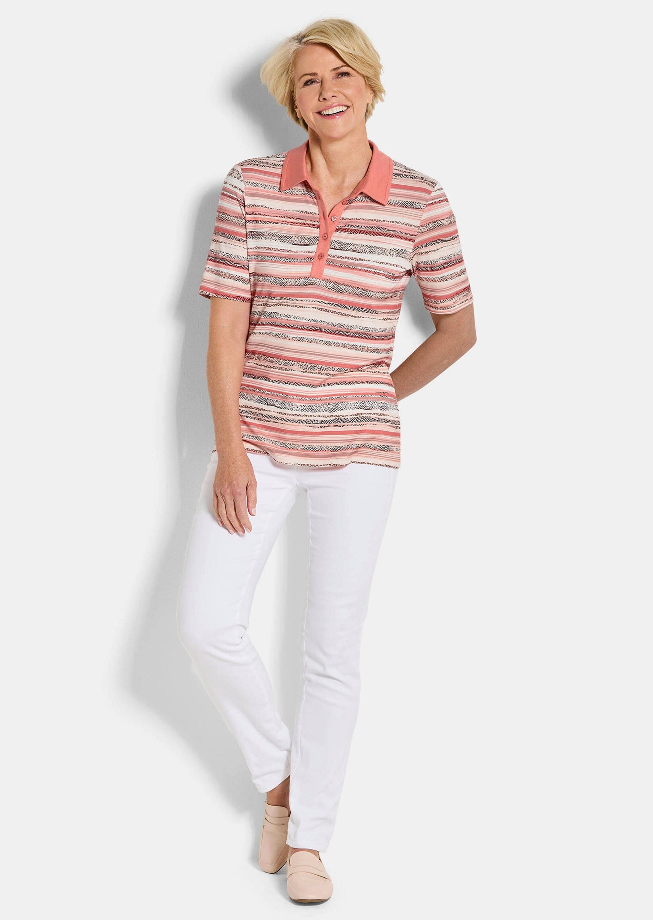 GOLDNER Print-Shirt »Kurzgröße Jerseyshirt mit Ethno-Design« stretchbequemer Viskosejersey