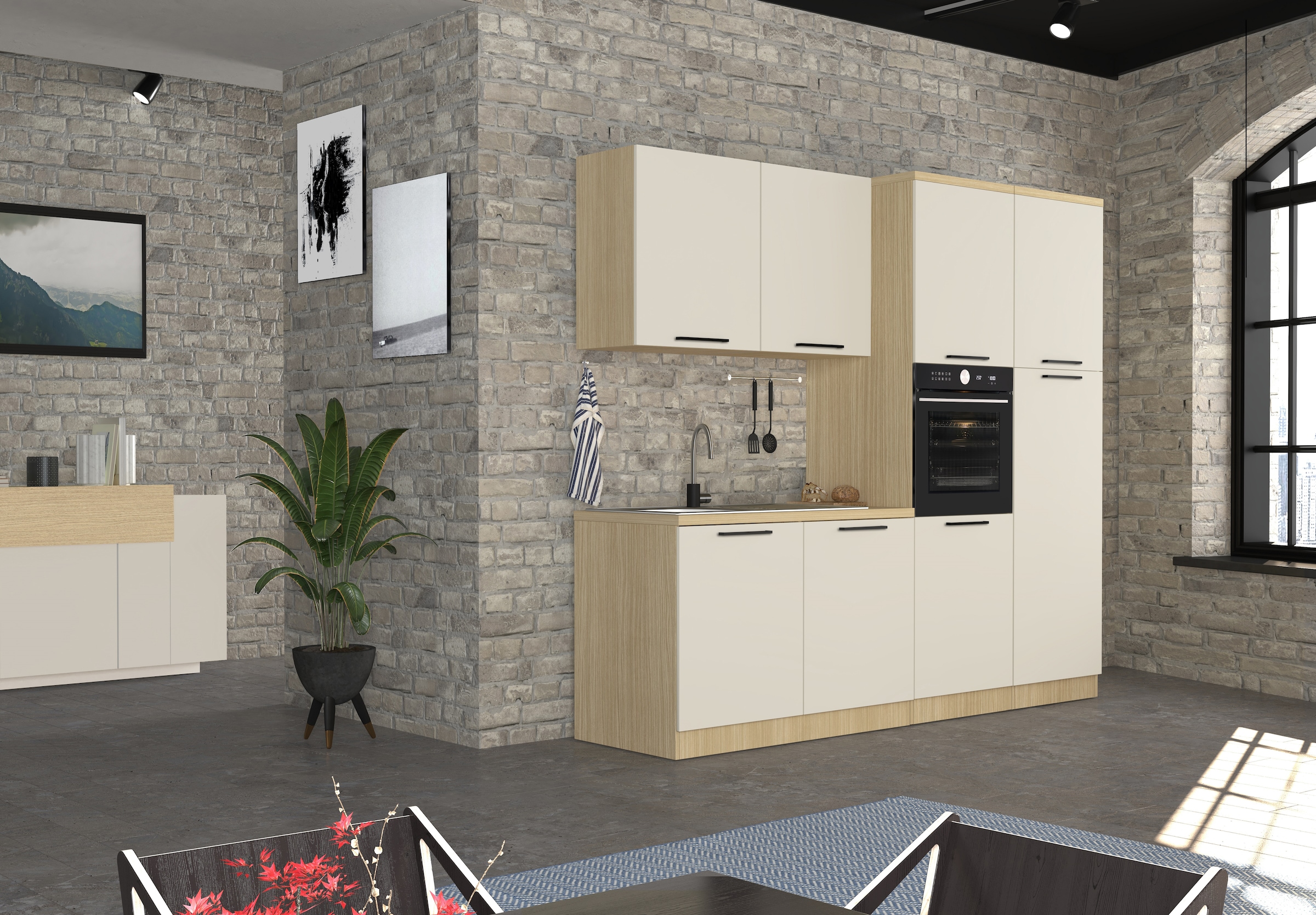 KOCHSTATION Vorratsschrank »Luna, Hochschrank, Küchenvorratsschrank, Speiseschrank, Made in Italy« B/T/H: 60×60×214,5 cm, mit 6 großzügigen Fächern