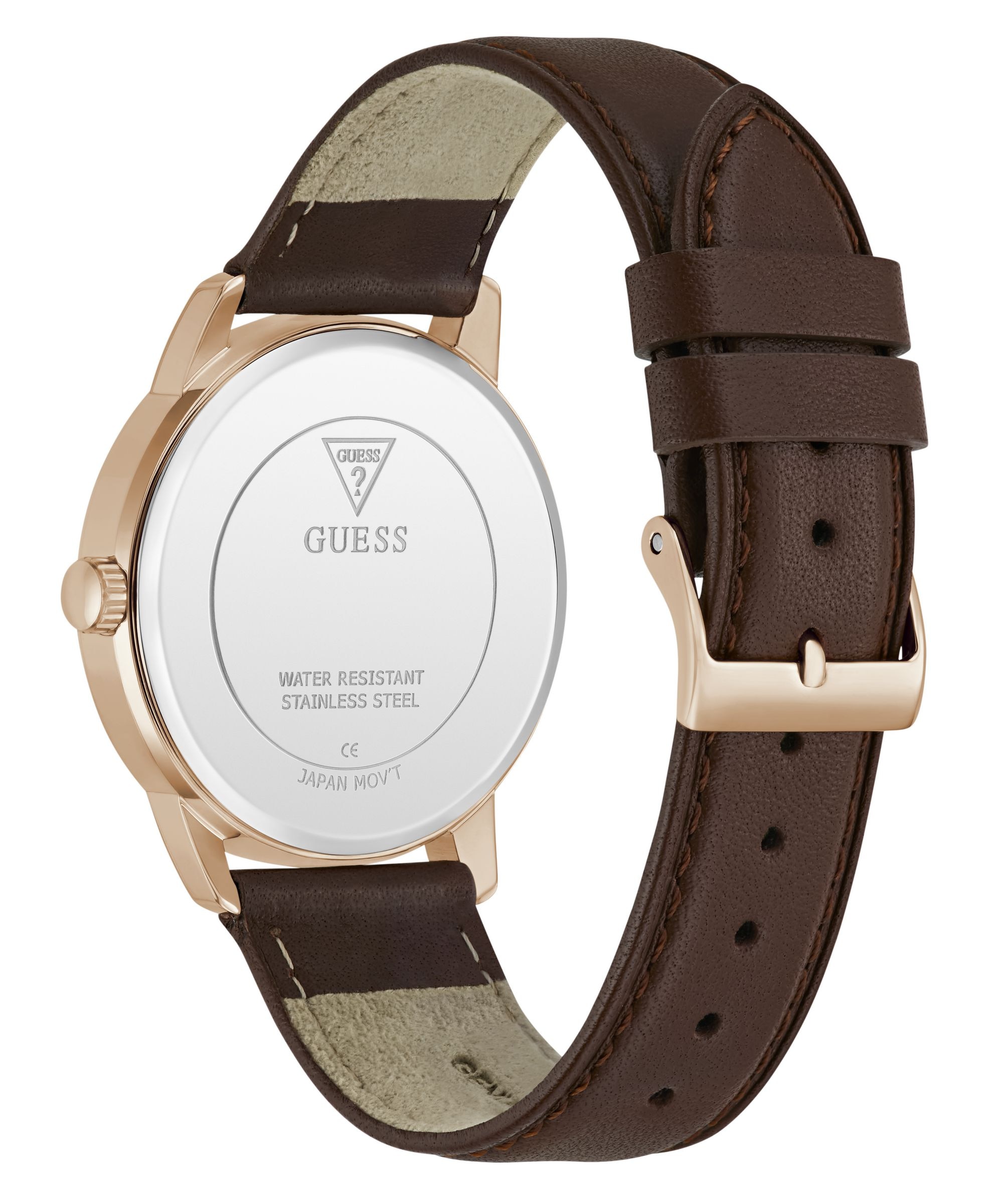 Guess Quarzuhr »CHANDLER« Armbanduhr, Herrenuhr, Lederarmband, analog