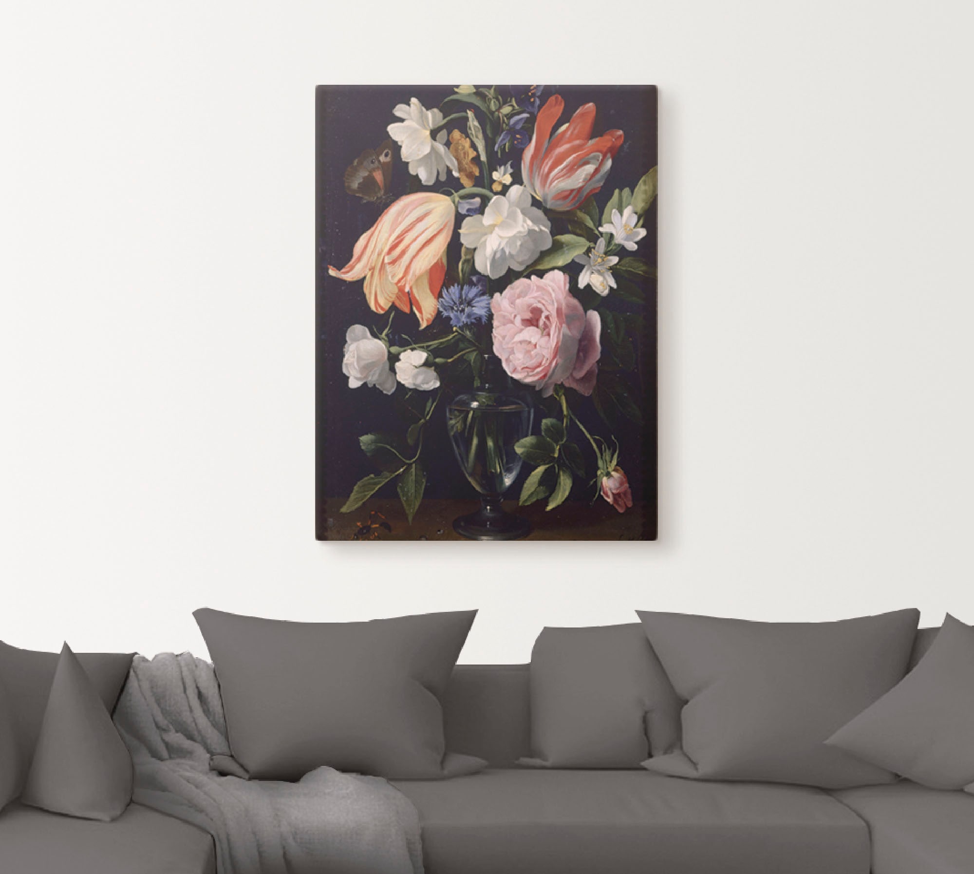 Artland Leinwandbild »Vase mit Blumen. 1637«, Blumen, (1 St.), auf Keilrahmen gespannt