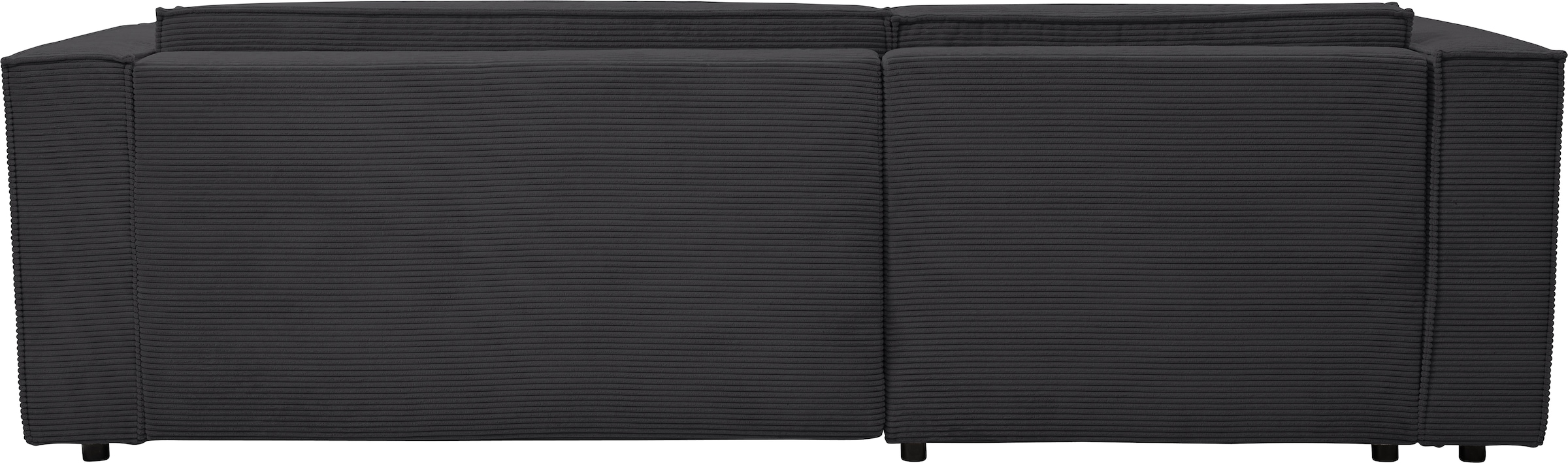 WERK2 Ecksofa »Atlanta-New, modernes Design, Stellmaße 280x147cm, L-Form, Kedernaht«, hoher Komfort, Schlaffunktion & Bettkasten, Cord, Anthrazit