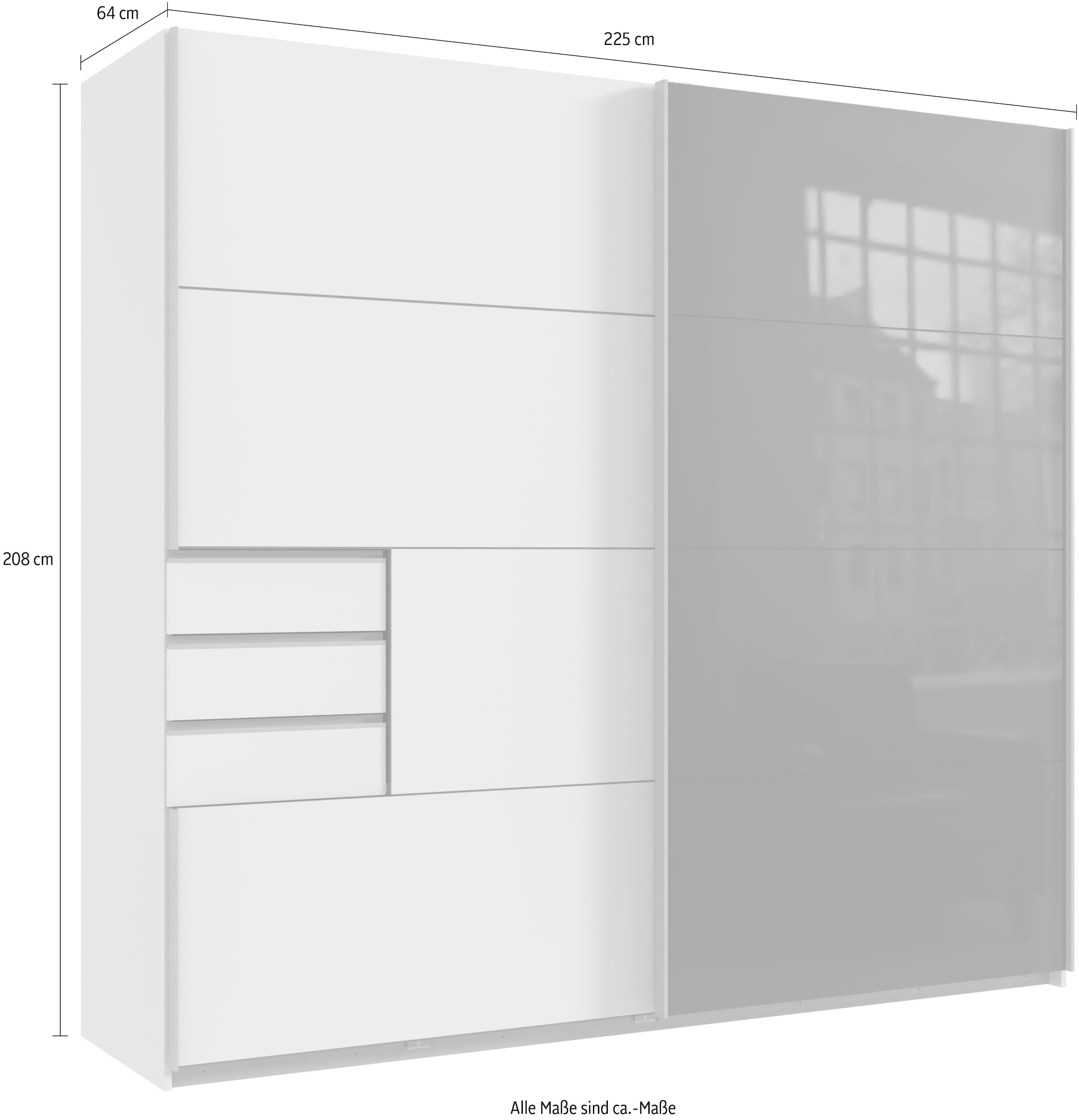 Wimex Schwebetürenschrank »Saigon«, mit Glaselementen, 2 Türen, 225cm breit