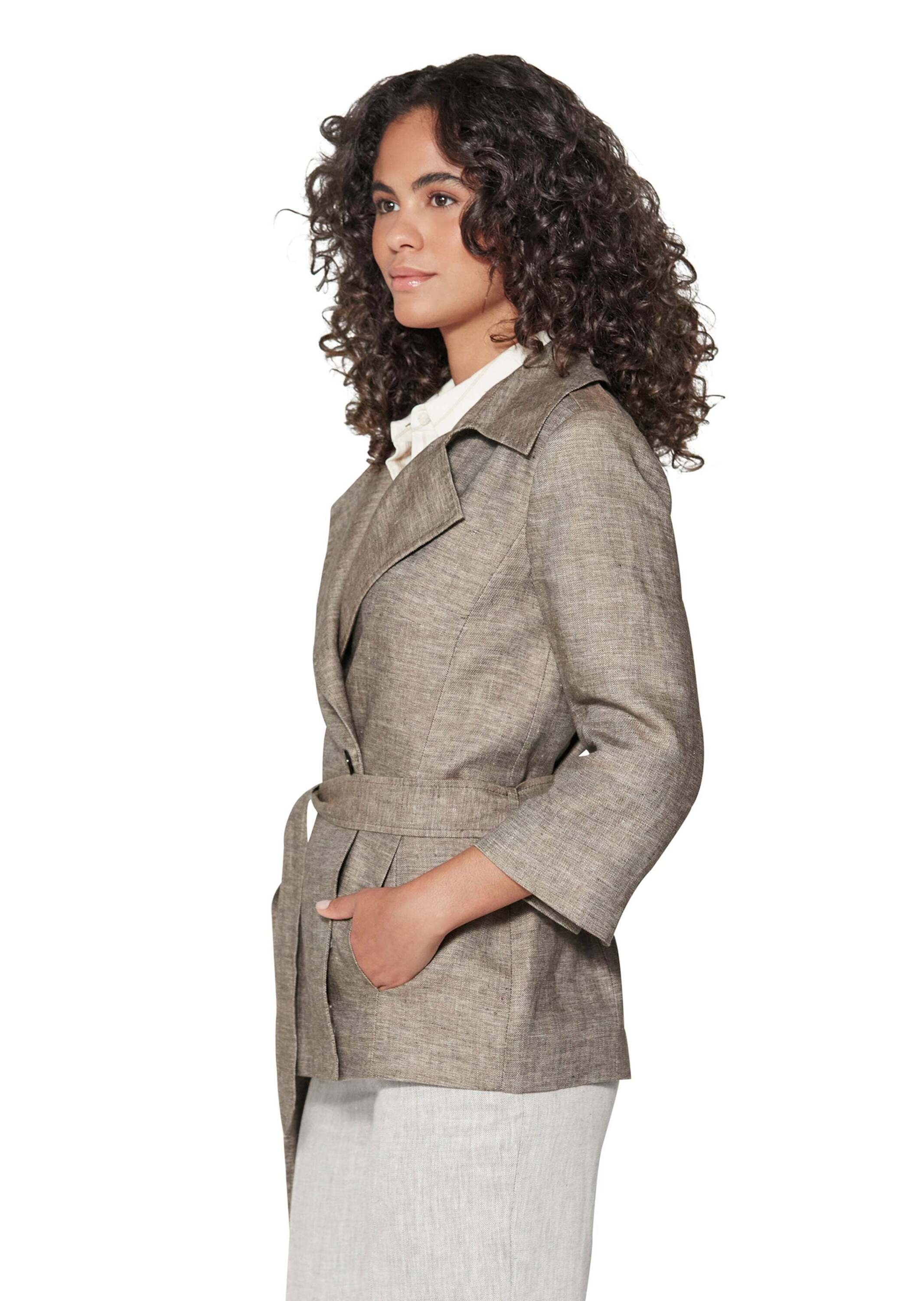 MADELEINE Kurzjacke »Jacke Leinenjacke mit Bindegürtel und 3/4-Ärmeln«