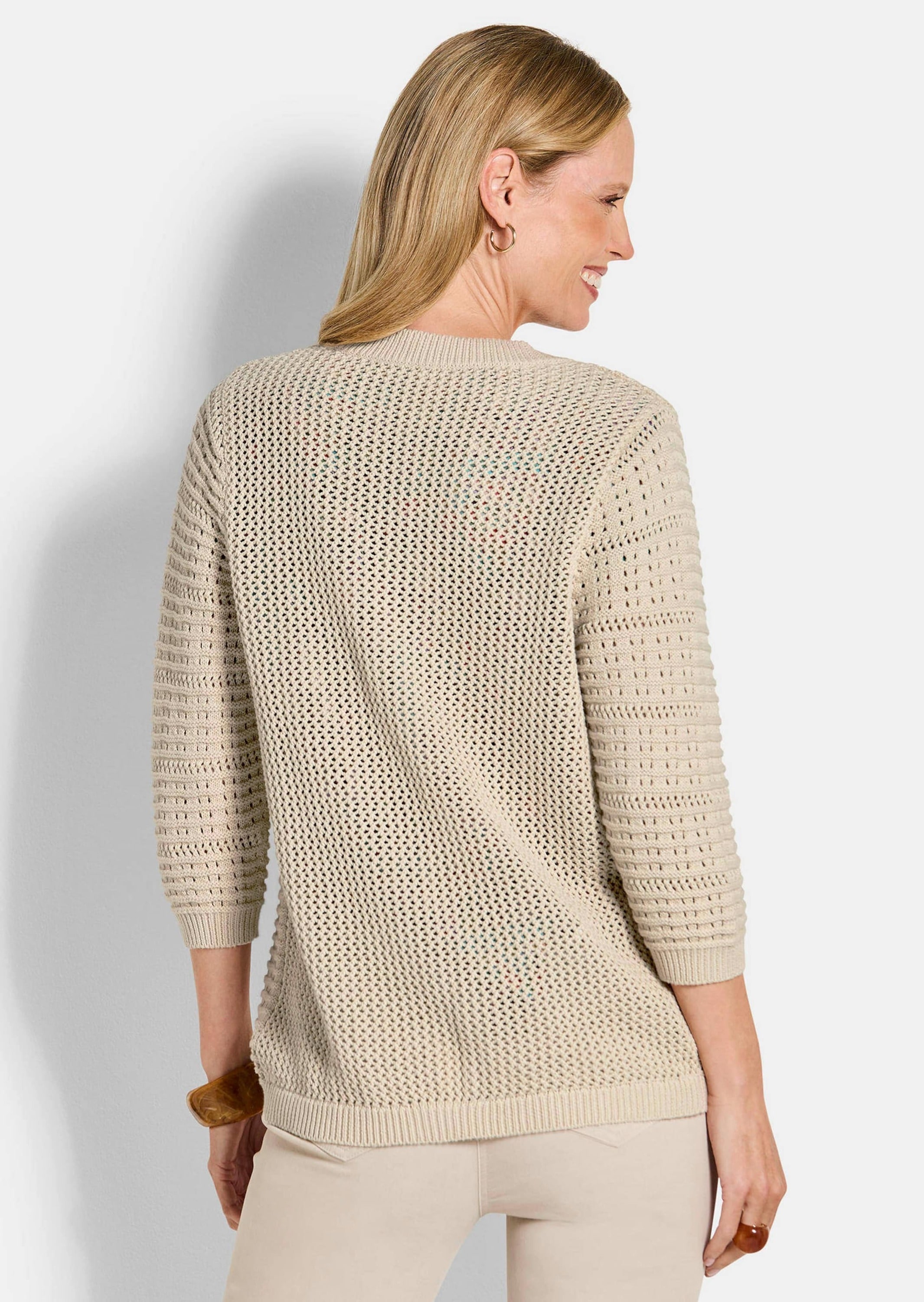 GOLDNER Strickjacke »Elegante Strickjacke mit Rippenblende« figurschmeichelner Style