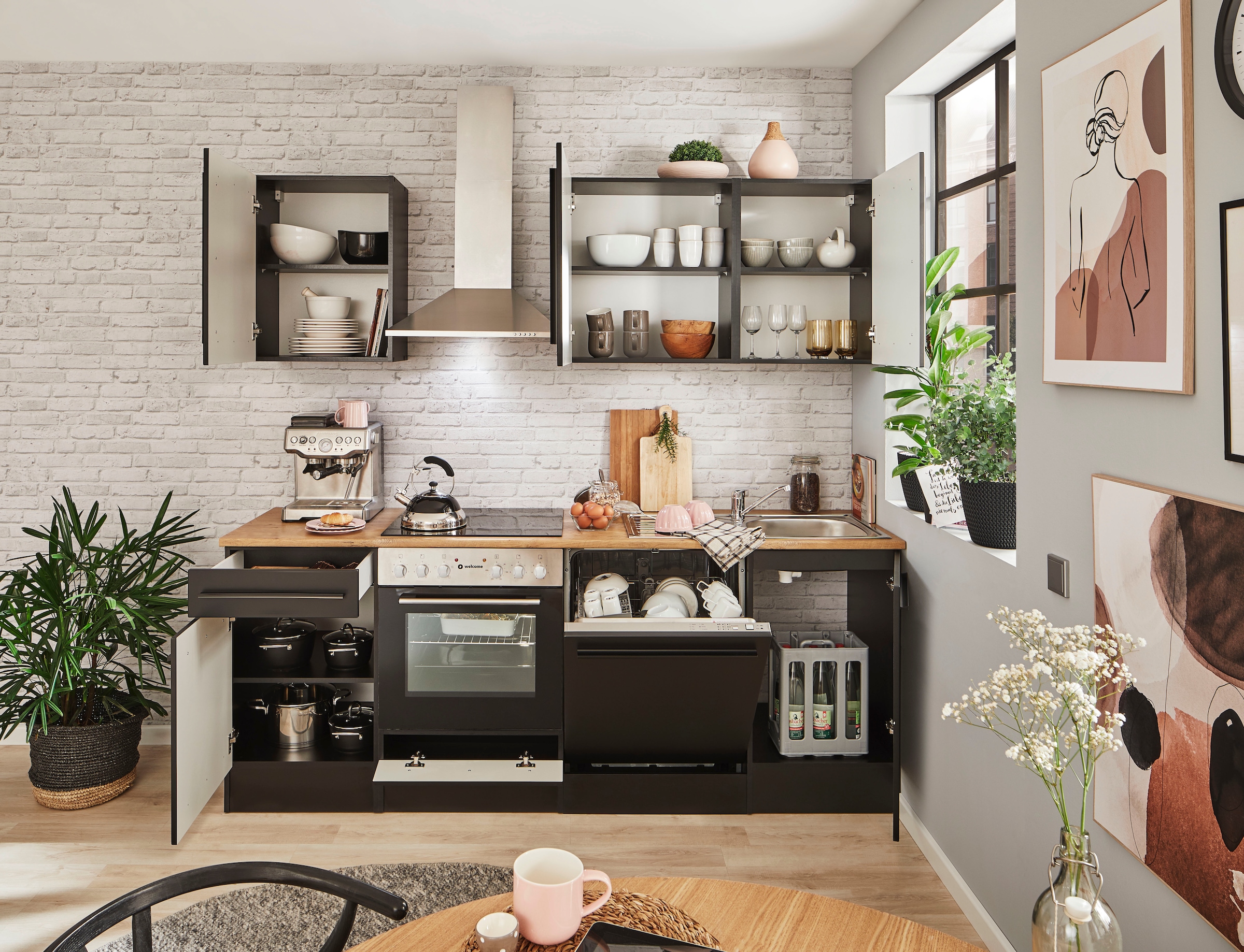 BASIC by Balculina Küchenzeile »Jazz« Breite 220 cm, wahlweise mit E-Geräten