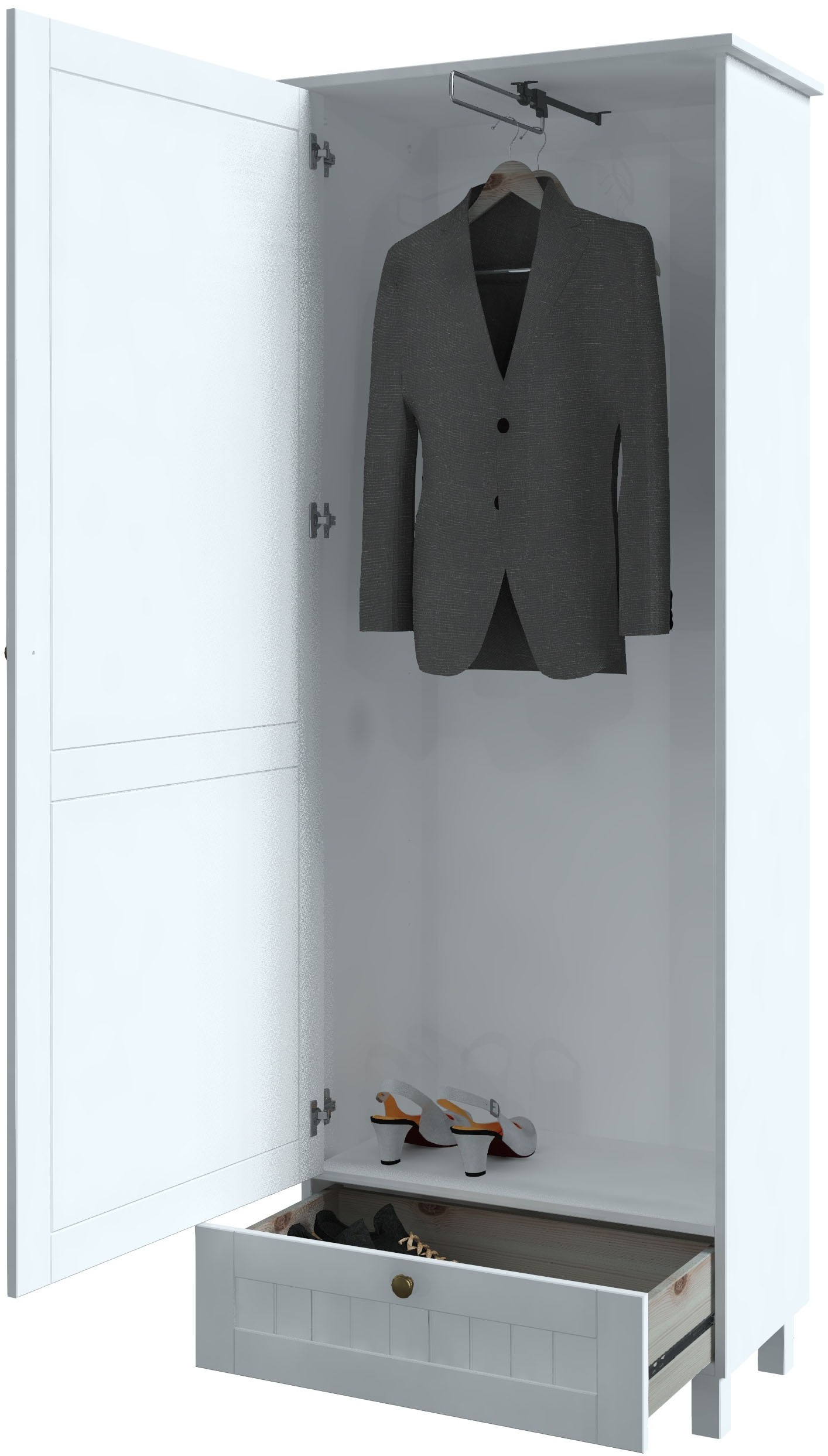Home affaire Garderobenschrank »Juventus«, (1 St.), aus massiver Kiefer, Breite 67cm, mit Kleiderstange