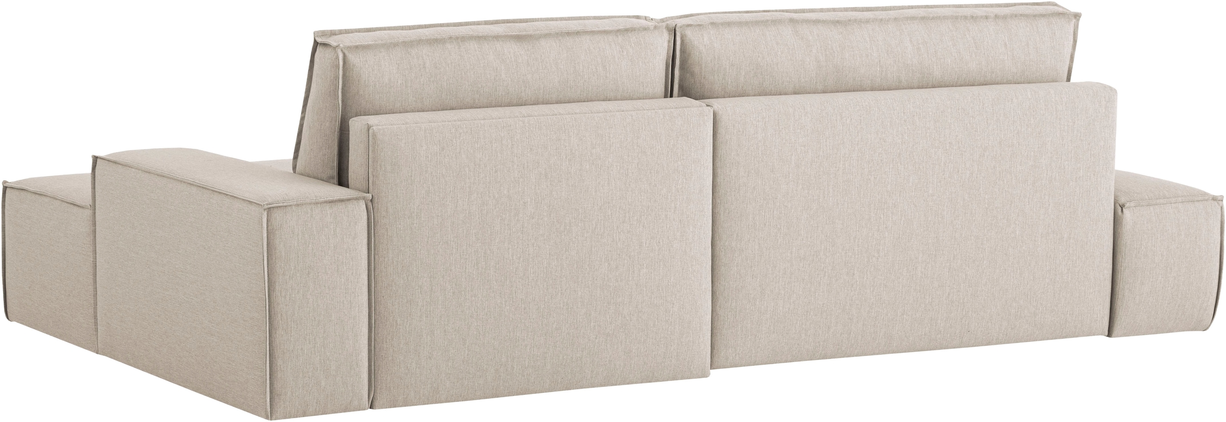 OTTO home Ecksofa »SHERWOOD Leinenoptik  Schlafsofa in L-Form offen (275cm)« Schlaffunktion und Bettkasten, Kedernaht, hoher Sitz- & Liegekomfort,