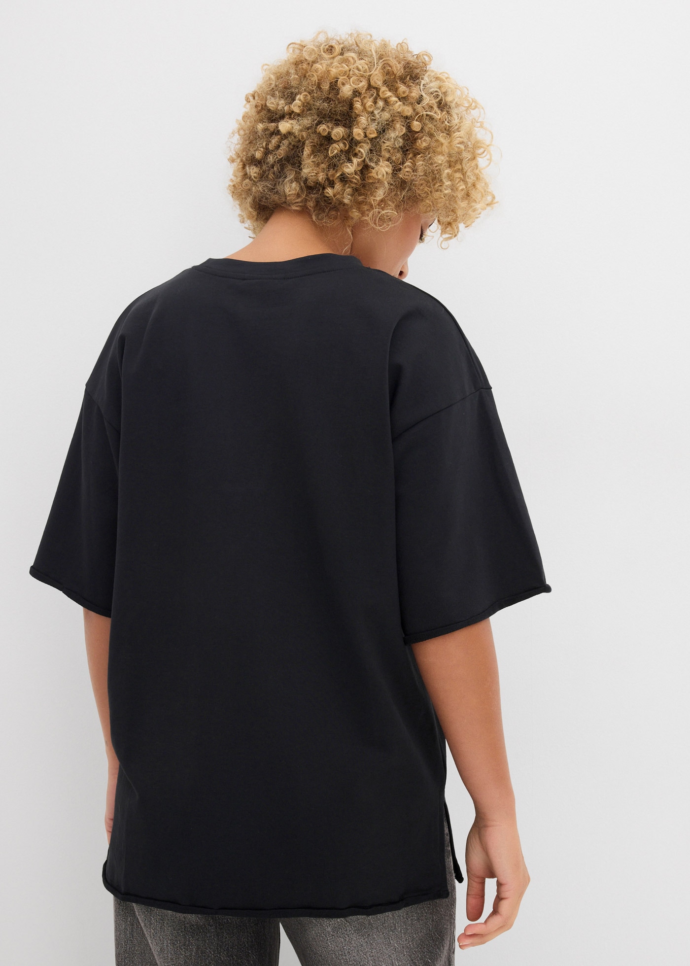 bonprix Longsweatshirt , lässige Passform, Halbarm-Design, aus reiner Baumwolle
