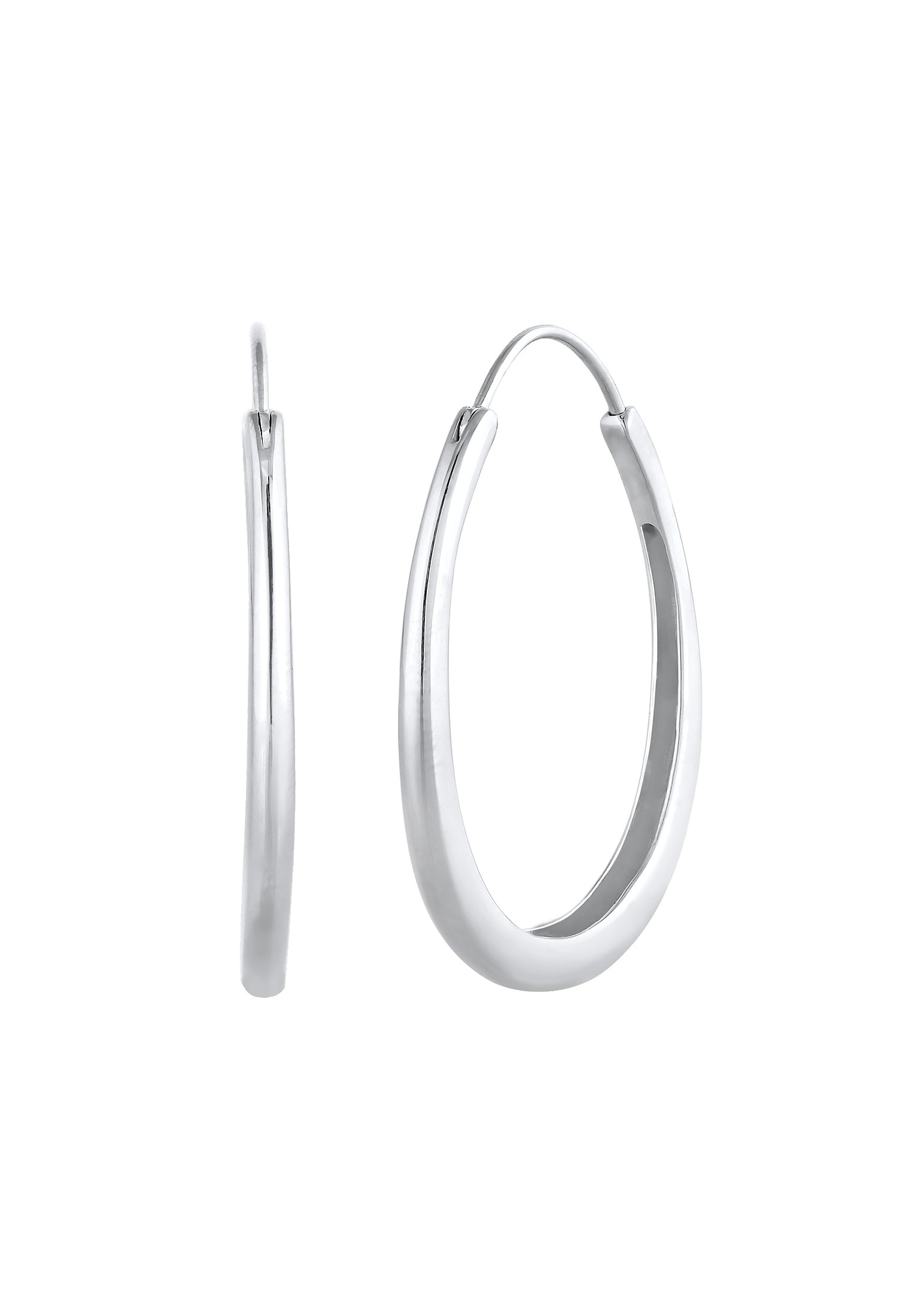 Elli Paar Creolen »Ohrringe Creolen Hänger Oval Geo Basic Trend Big 925 Silber«