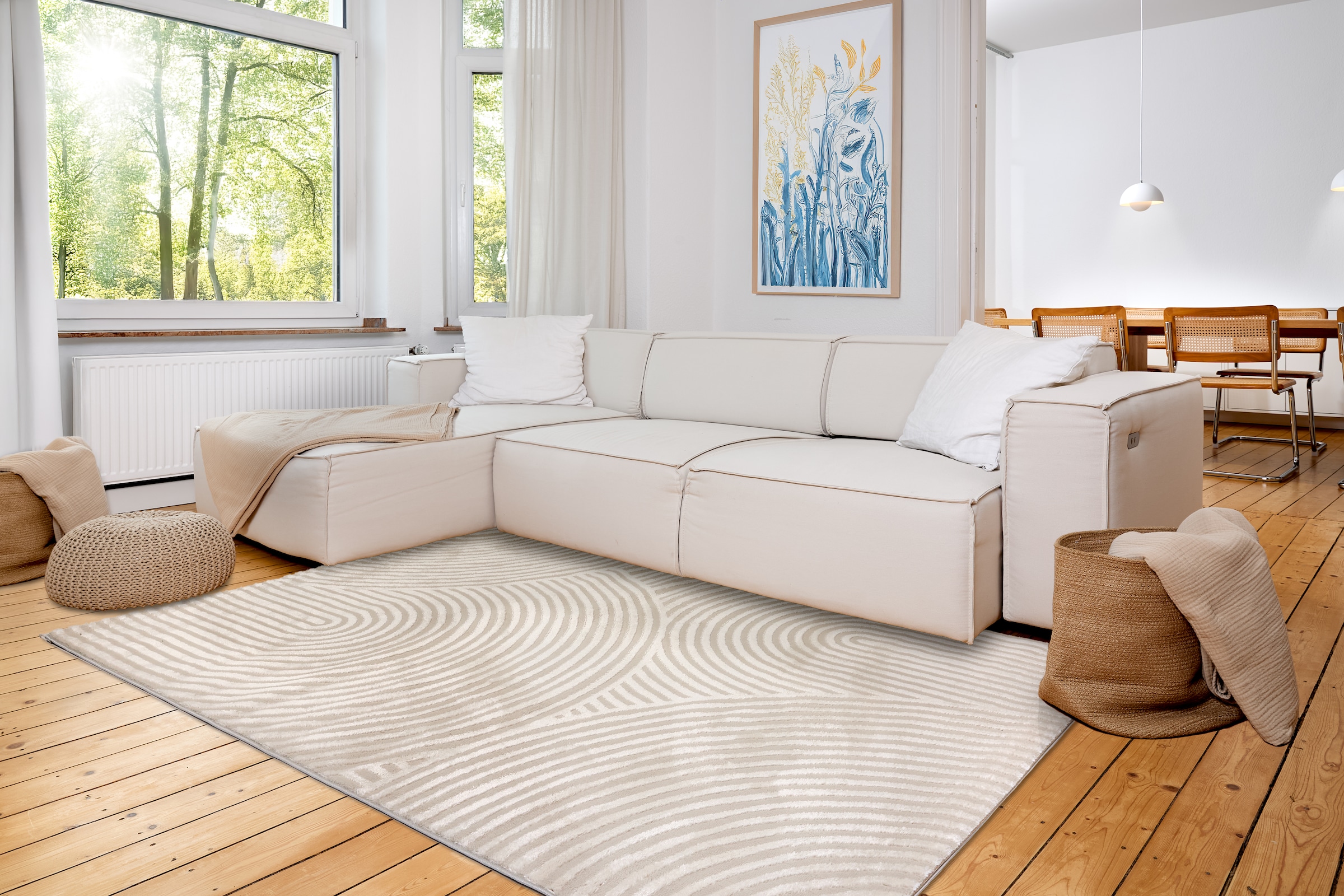 ASTRA Teppich »Jules 253« rechteckig 8 mm Höhe Hoch Tief Struktur, Kurzflor, Wohnzimmer, Schlafzimmer