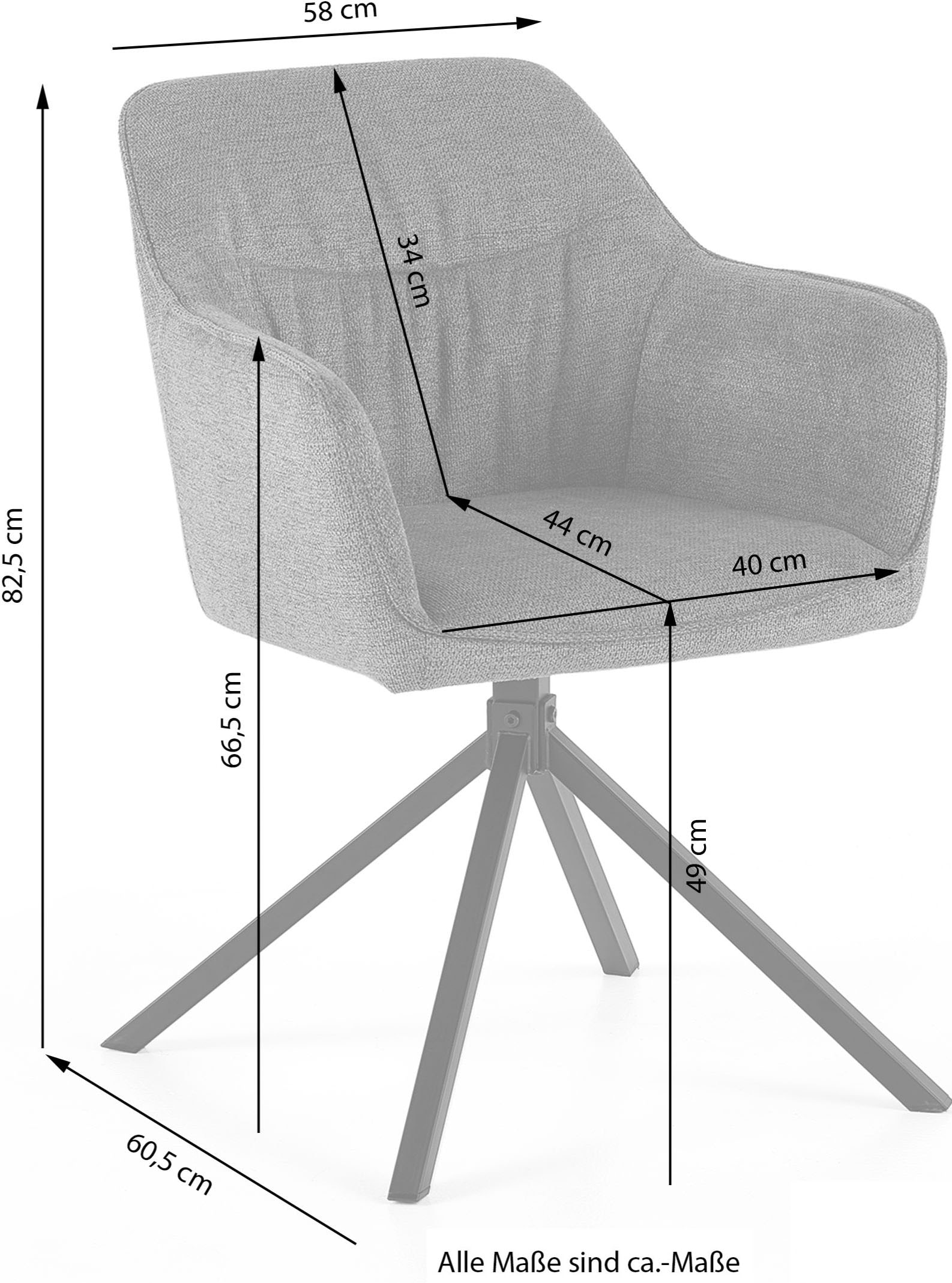 OTTO home Esszimmerstuhl »Turin« (Set) 2 Stk.moderner Stuhl, 360 Grad drehbar, mit hochwertigem Strukturstoff