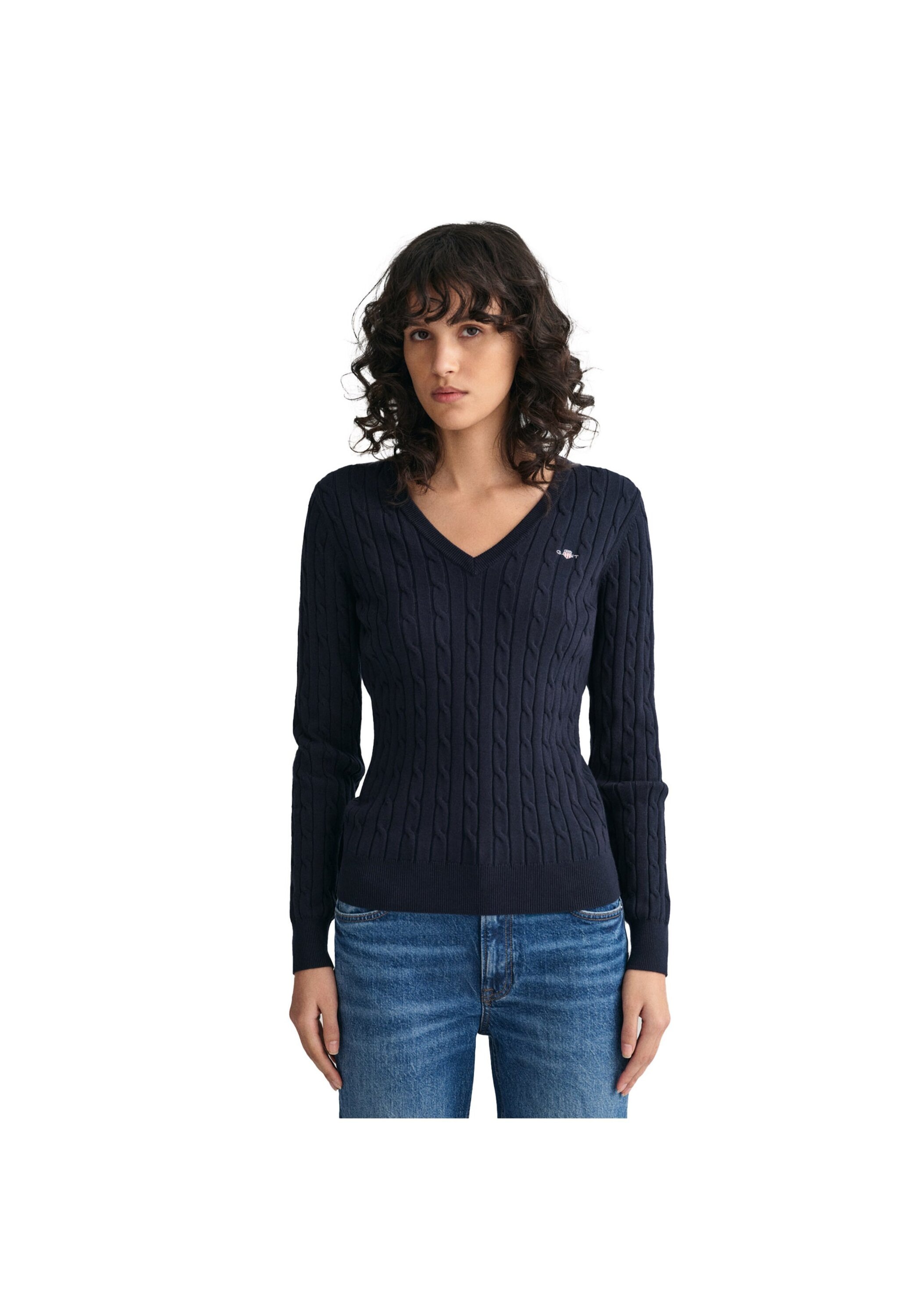 Gant Sweater »Strickpullover STRETCH COTTON CABLE V-NECK«