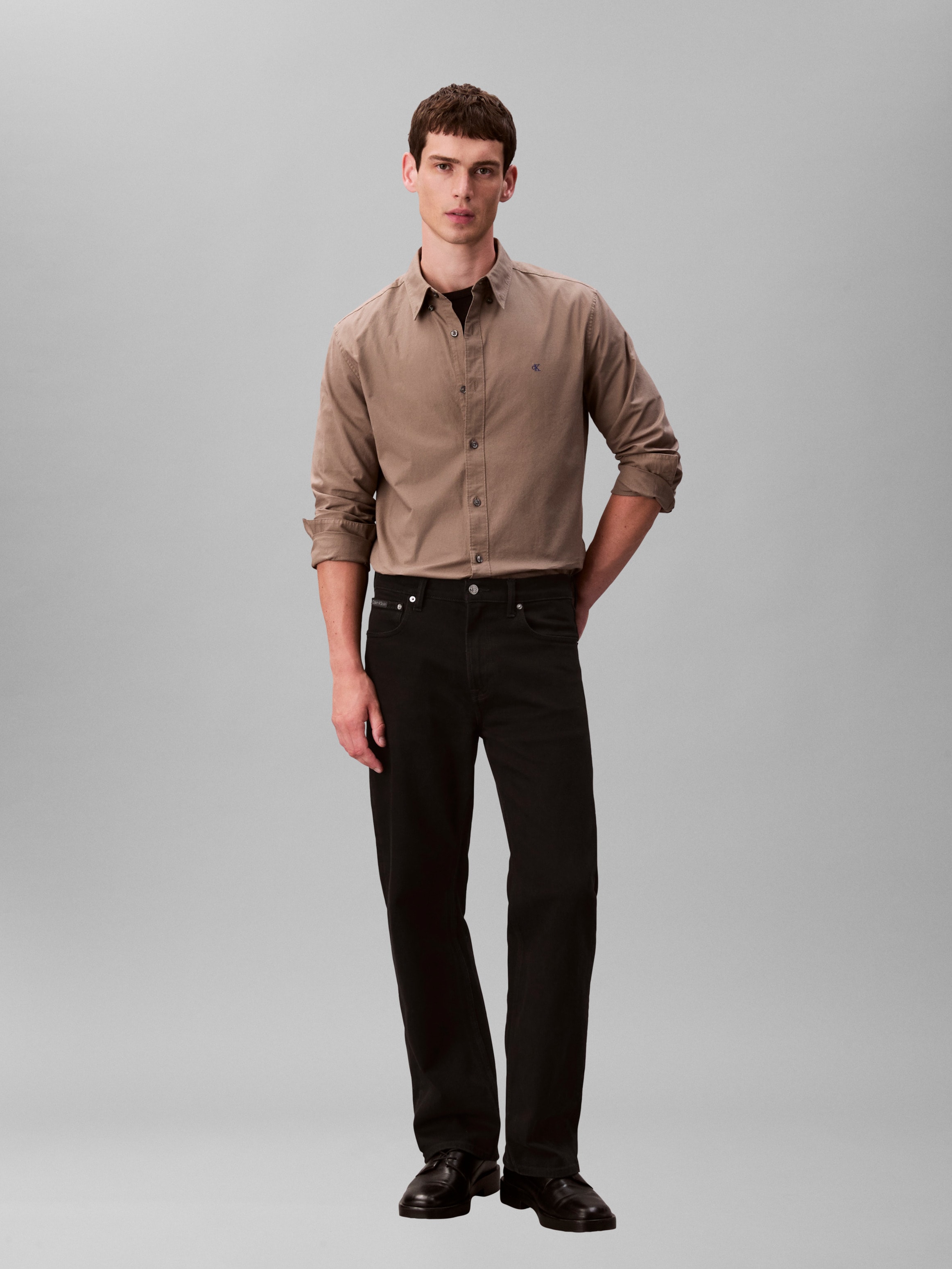 Calvin Klein Jeans Langarmhemd Button-Down-Kragen, Baumwoll-Stretch