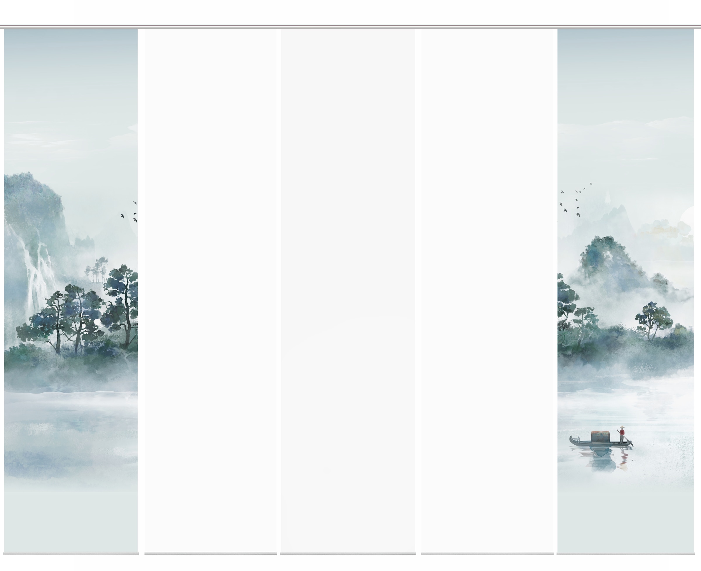 HOME WOHNIDEEN Schiebegardine »VITNAM« Paneelwagen 5 Stk. tlg. Schiebewand Seidenoptik, SET, Digitaldruck