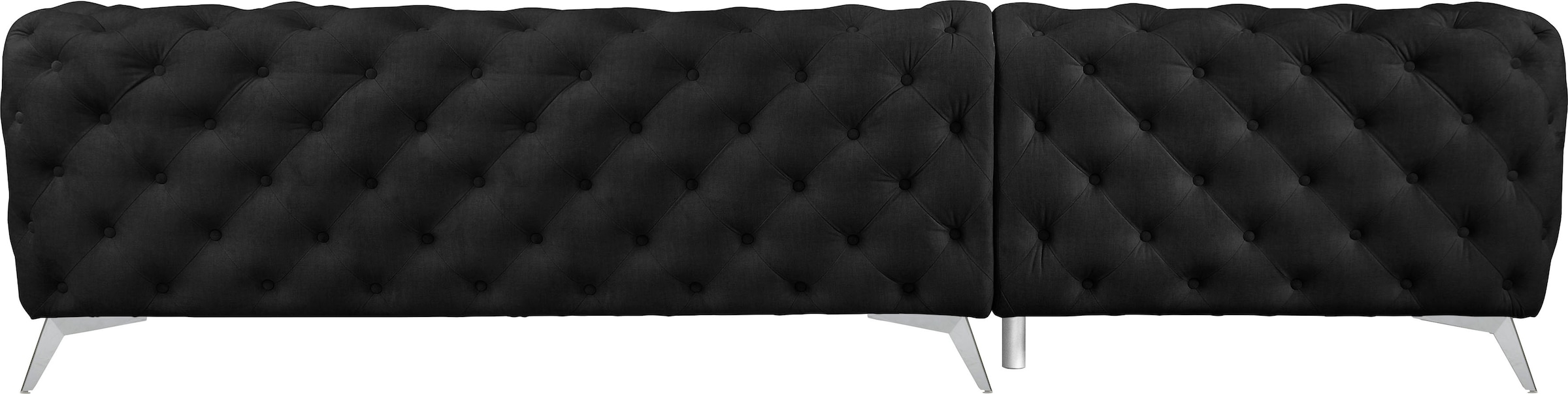 Leonique Chesterfield-Sofa »Ecksofa GLYNIS L-Form mit Wellenunterfederung, Maße B/T/H 323/264/75cm«, aufwändige Knopfheftung, moderne Chesterfield Optik, Fußfarbe wählbar