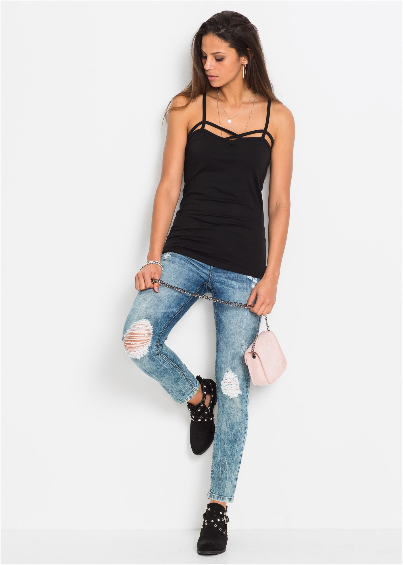 bonprix Shirttop Packung, 2 schmale Passform, ärmelloses Design