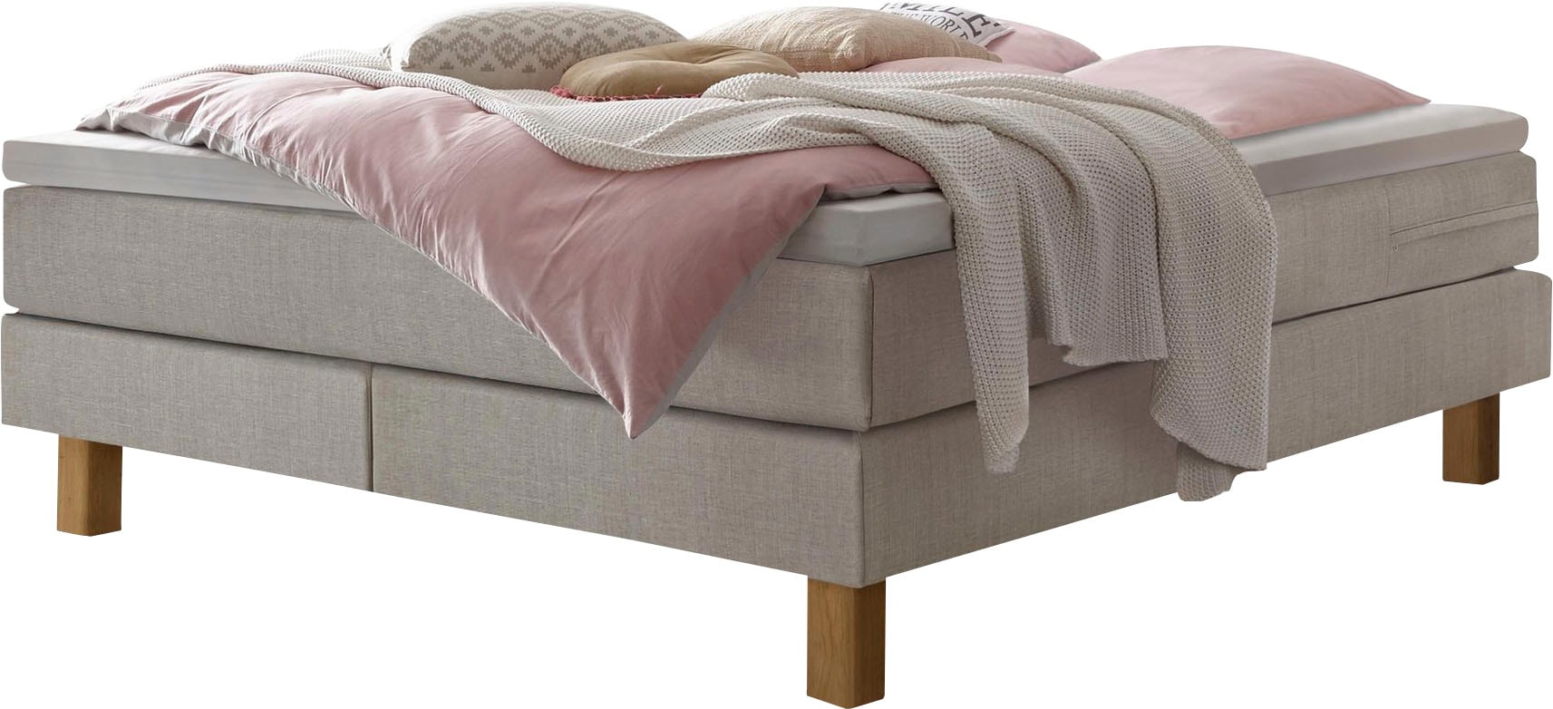 Boxspringbett »Isoba«, inkl. Topper, Füsse aus massiver Eiche