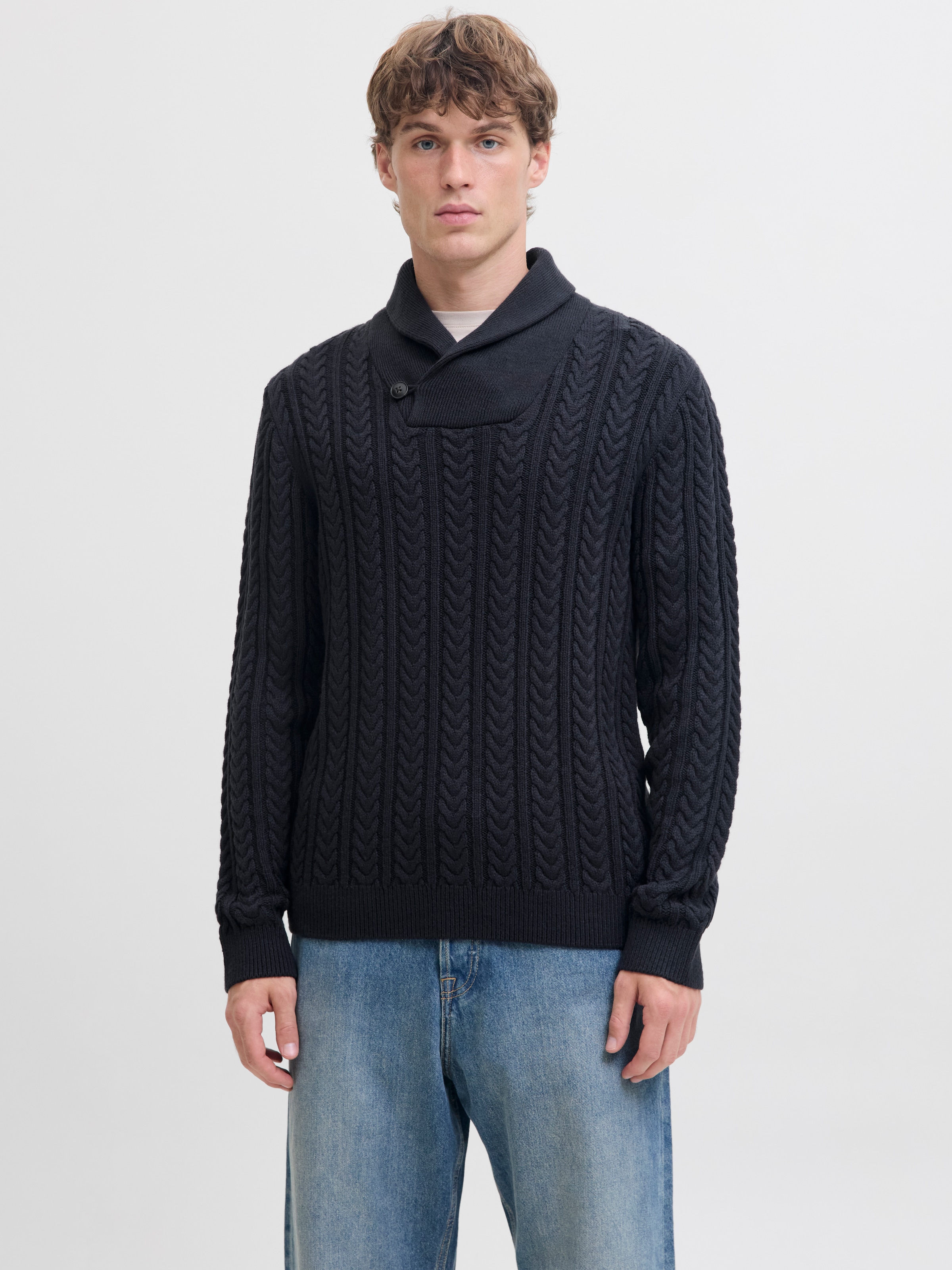 Jack & Jones Strickpullover »JPRBLUSEAN KNIT CABLE SHAWL NECK«