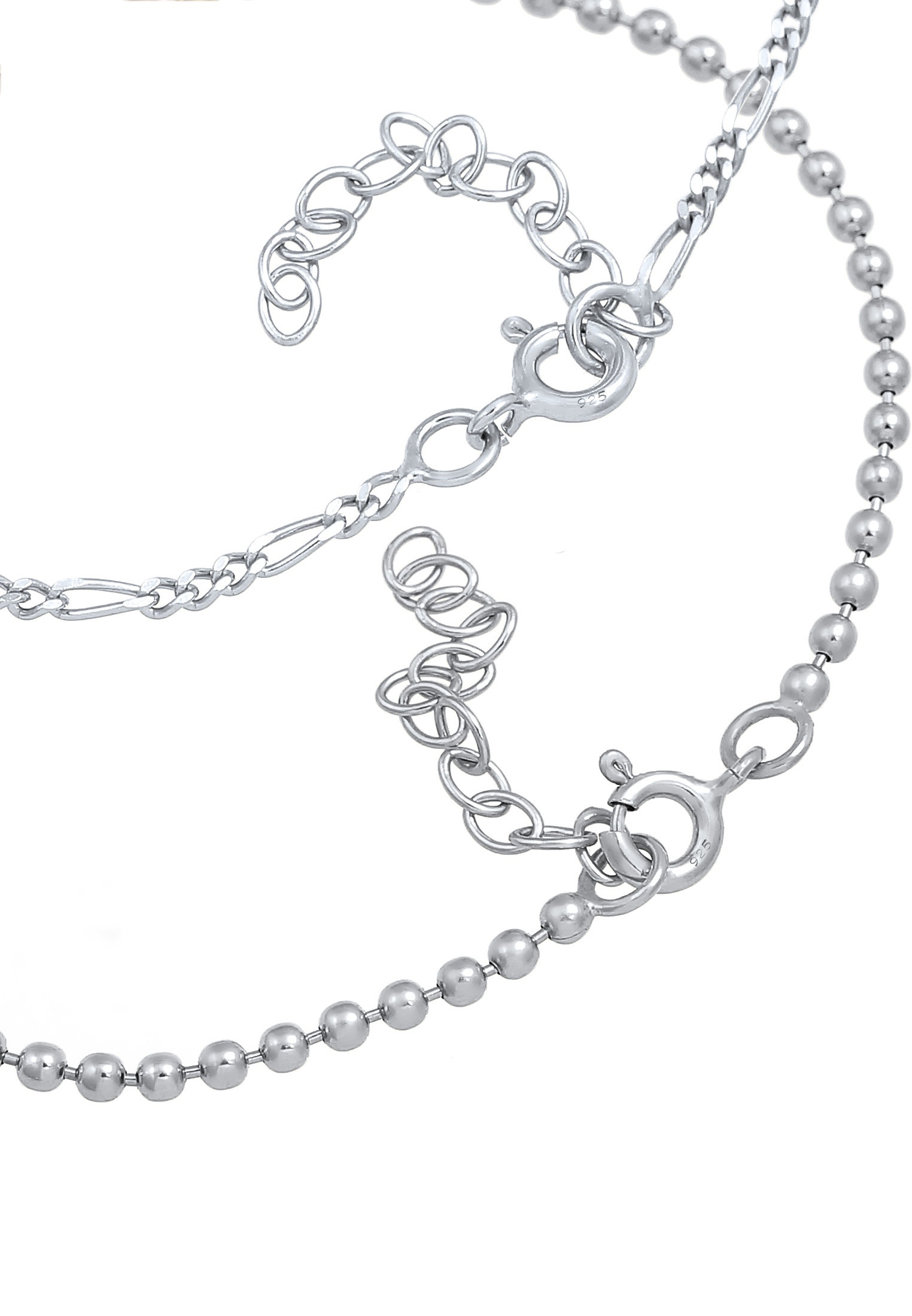 Elli Armkette »Armband Armkettchen-Set Figaro Kugel Basic 925 Silber«