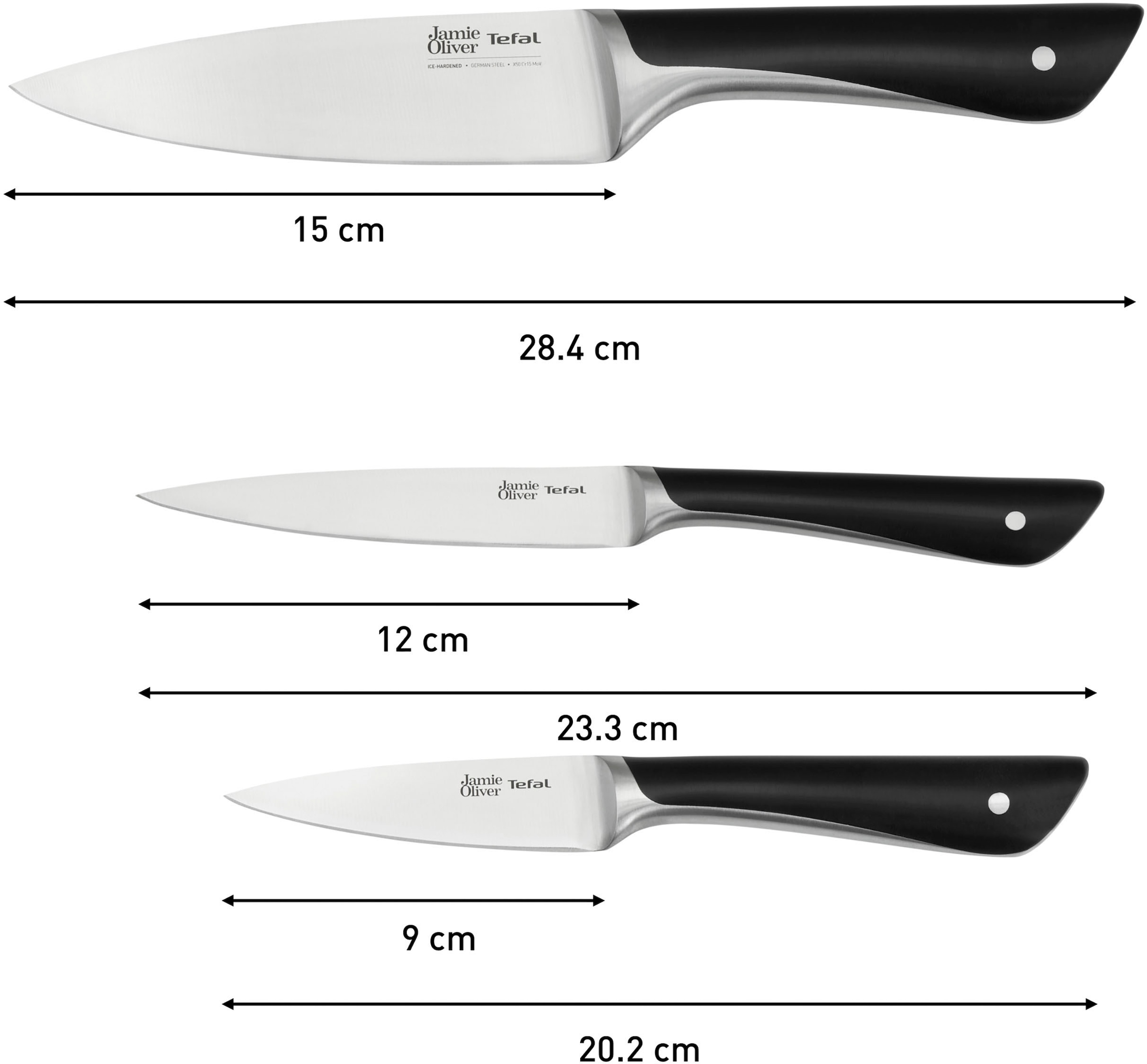 Tefal Messer-Set »K267S3 Jamie Oliver«, (Set, 3 tlg.), hohe Leistung, unverwechselbares Design, widerstandsfähig/langlebig