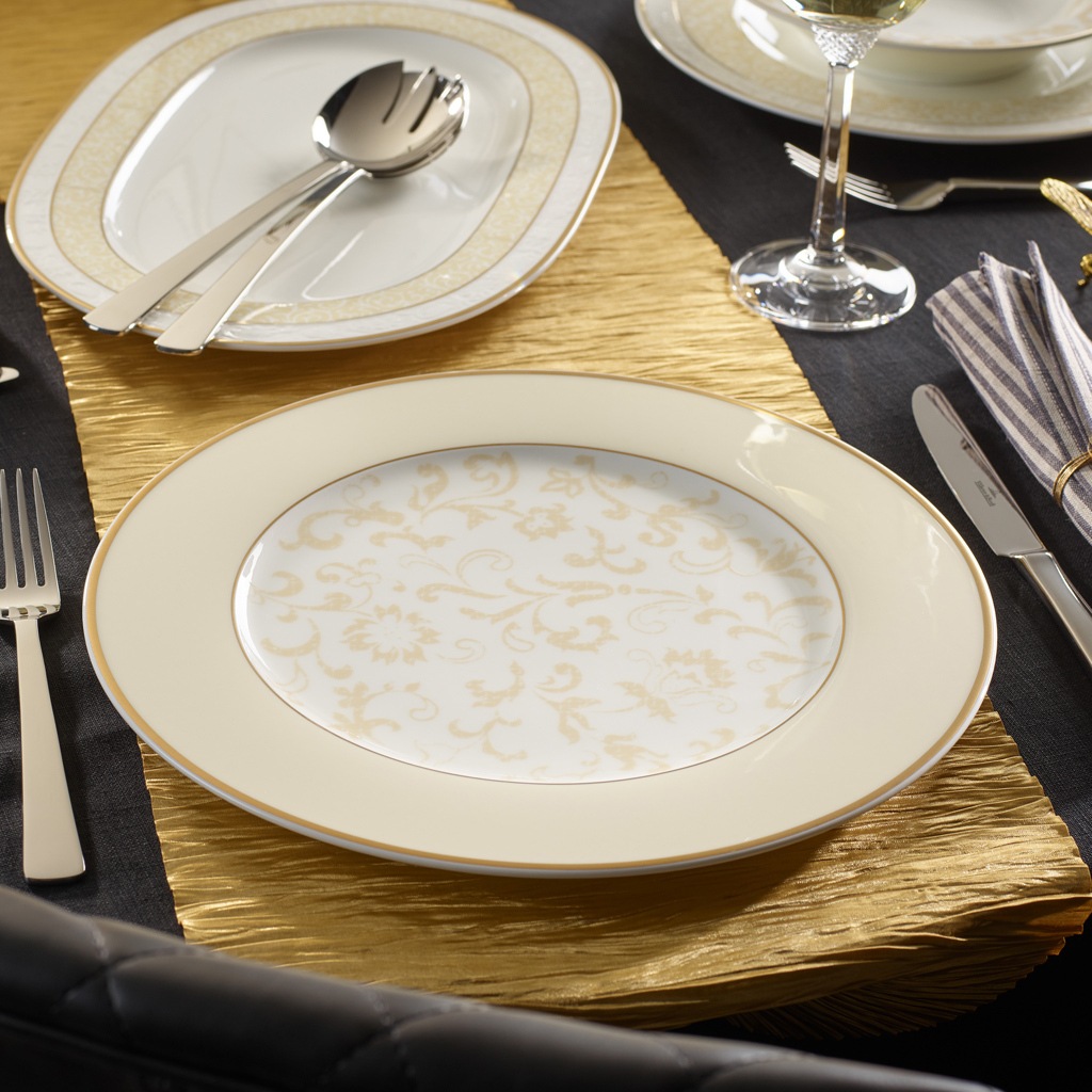 Villeroy & Boch Speiseteller »Platzteller Ivoire ø 30,6 cm weiß-gold«