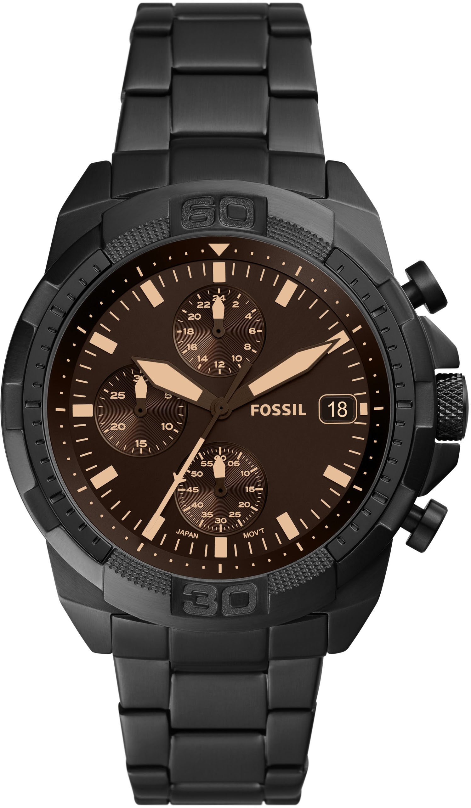Fossil Chronograph »FS5851,44MM BRONSON«, Quarzuhr, Armbanduhr, Herrenuhr, Stoppfunktion, Datum