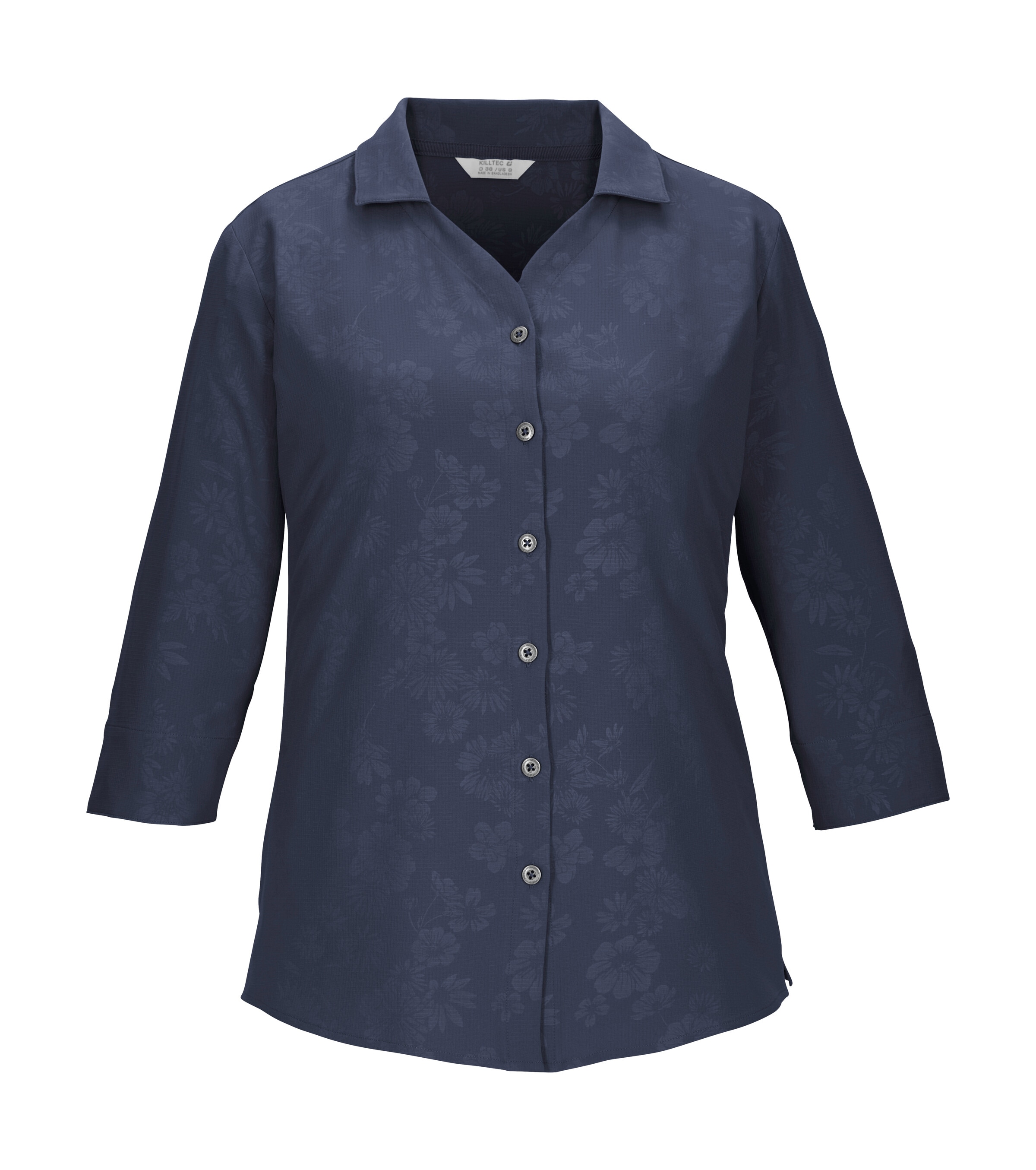 Killtec Funktionshemd »KOS 62 WMN WVN SHRT« Schnelltrocknende Bluse mit floralem Print und Rückenraffung