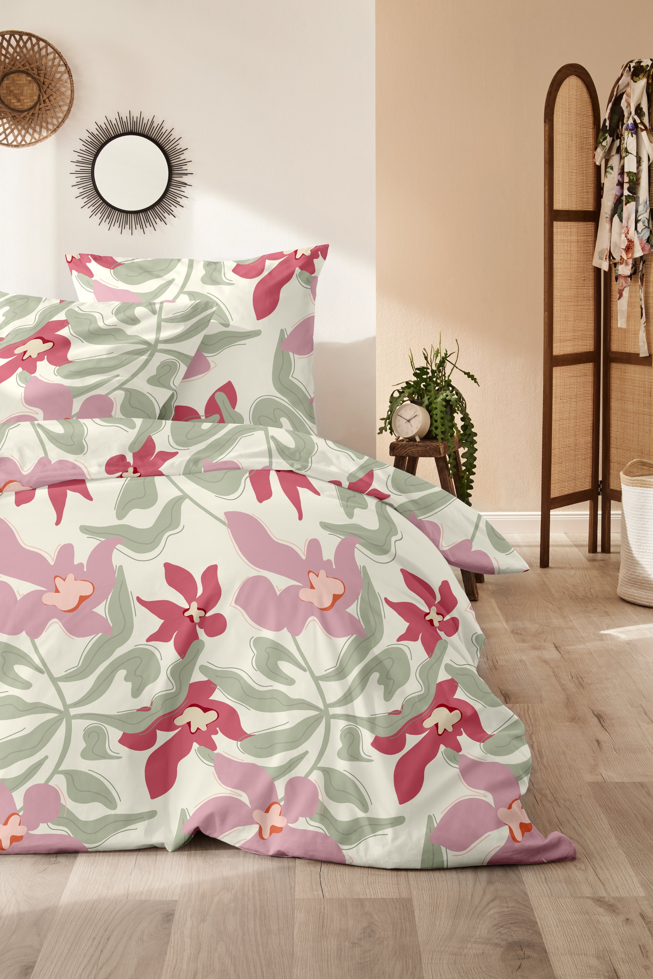 Primera Bettwäsche »Biber-Bettwäsche Matisse« 2 Stk. mit verspieltem Blumenmuster