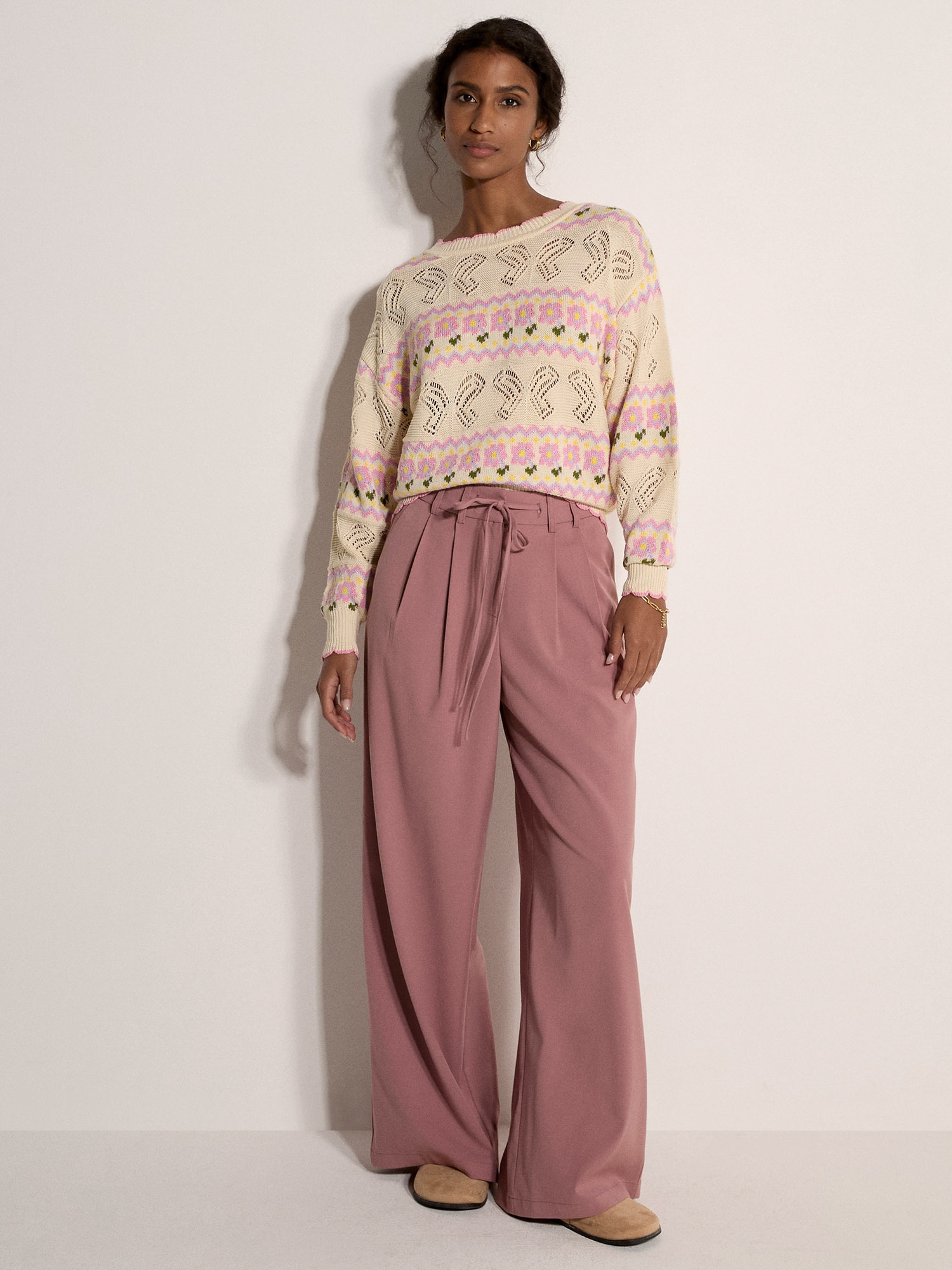 Apricot Strickpullover »Pullover« mit Schmetterlings- und Blumenmuster