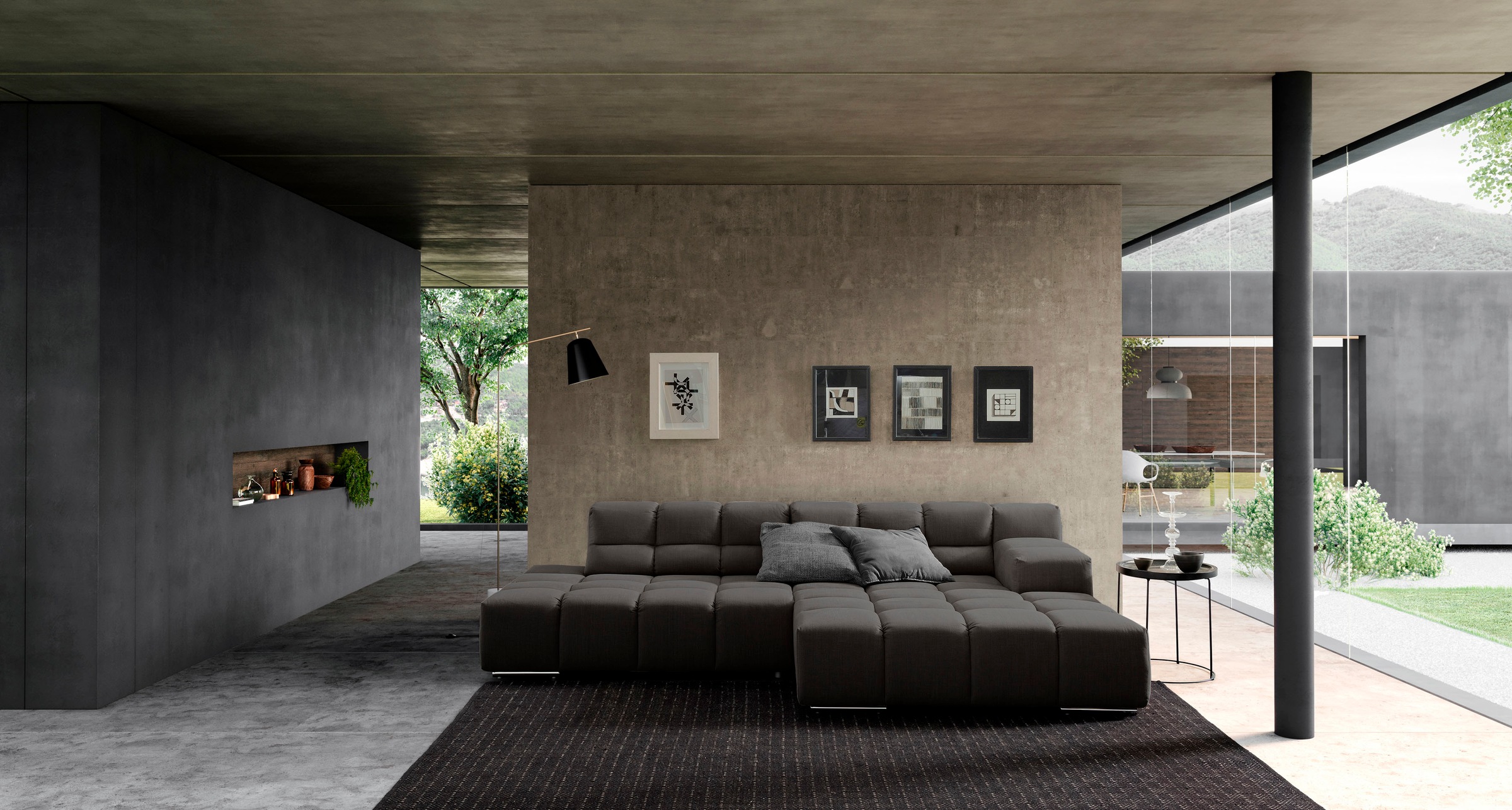 designwerk Ecksofa »Temple, Designsofa trifft hohen Sitzkomfort, L-Form« mit Sitztiefenverstellung