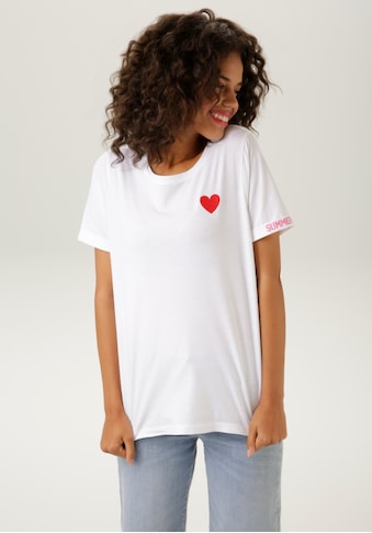 T-Shirt, mit Herz-Applikation und bedrucktem Rücken - NEUE KOLLEKTION
