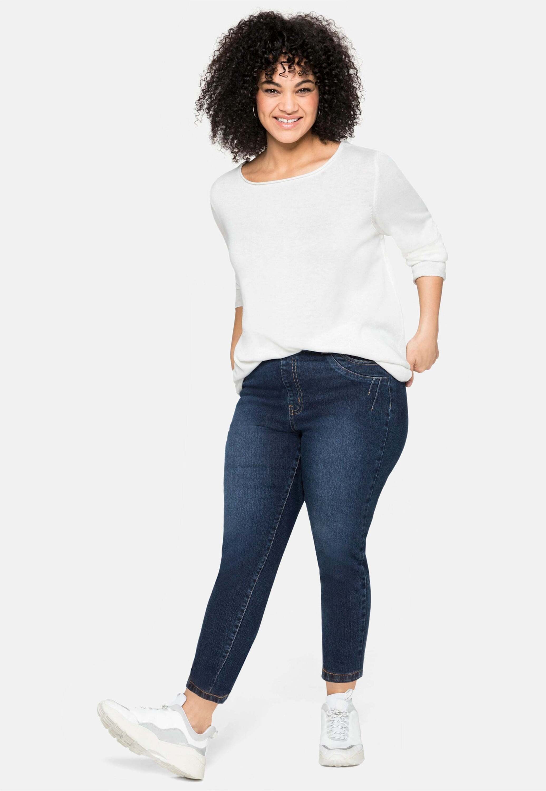 Sheego Jeansleggings »Stretch-Jeans Jeggings mit Gürtelschlaufen« mit Gummibund und Gürtelschlaufen