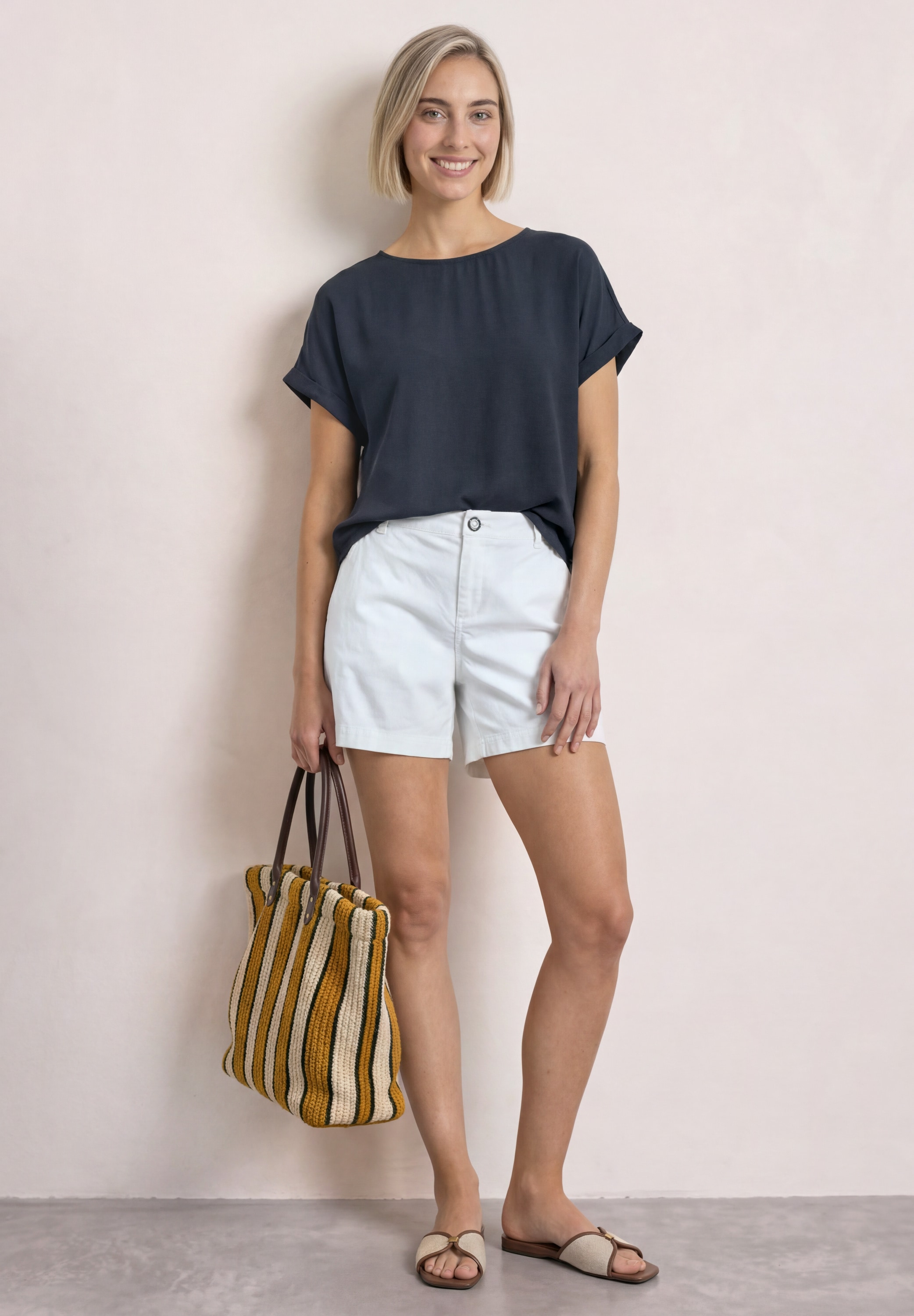 STREET ONE Shirttop 2-in-1 Sommershirt aus Chiffon mit Boat Neck