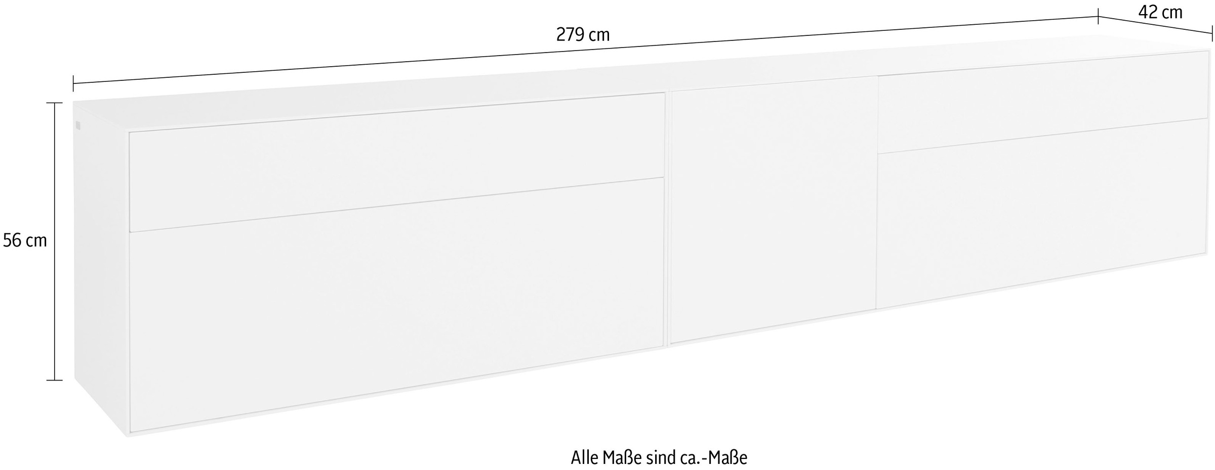 LeGer Home by Lena Gercke Lowboard »Essentials«, (2 St.), Breite: 279cm, MDF lackiert, Push-to-open-Funktion
