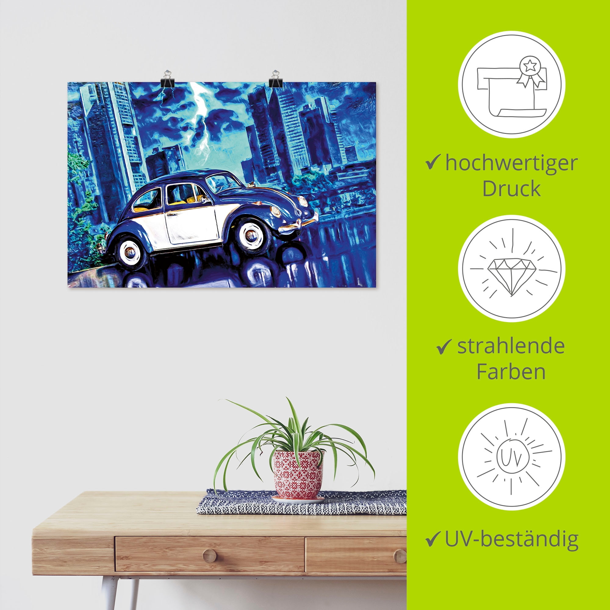 Artland Wandbild »Nachts«, Auto, (1 St.), als Alubild, Leinwandbild, Wandaufkleber oder Poster in versch. Größen