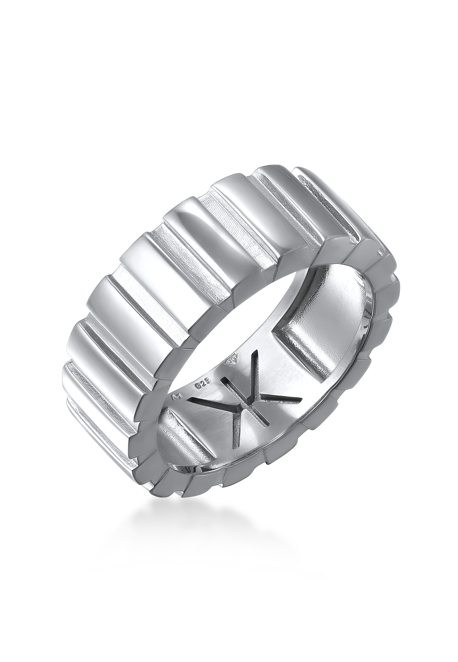 Kuzzoi Fingerring »Ring Herrenring Maskulin Rillendesign 925 Sterling Silber«