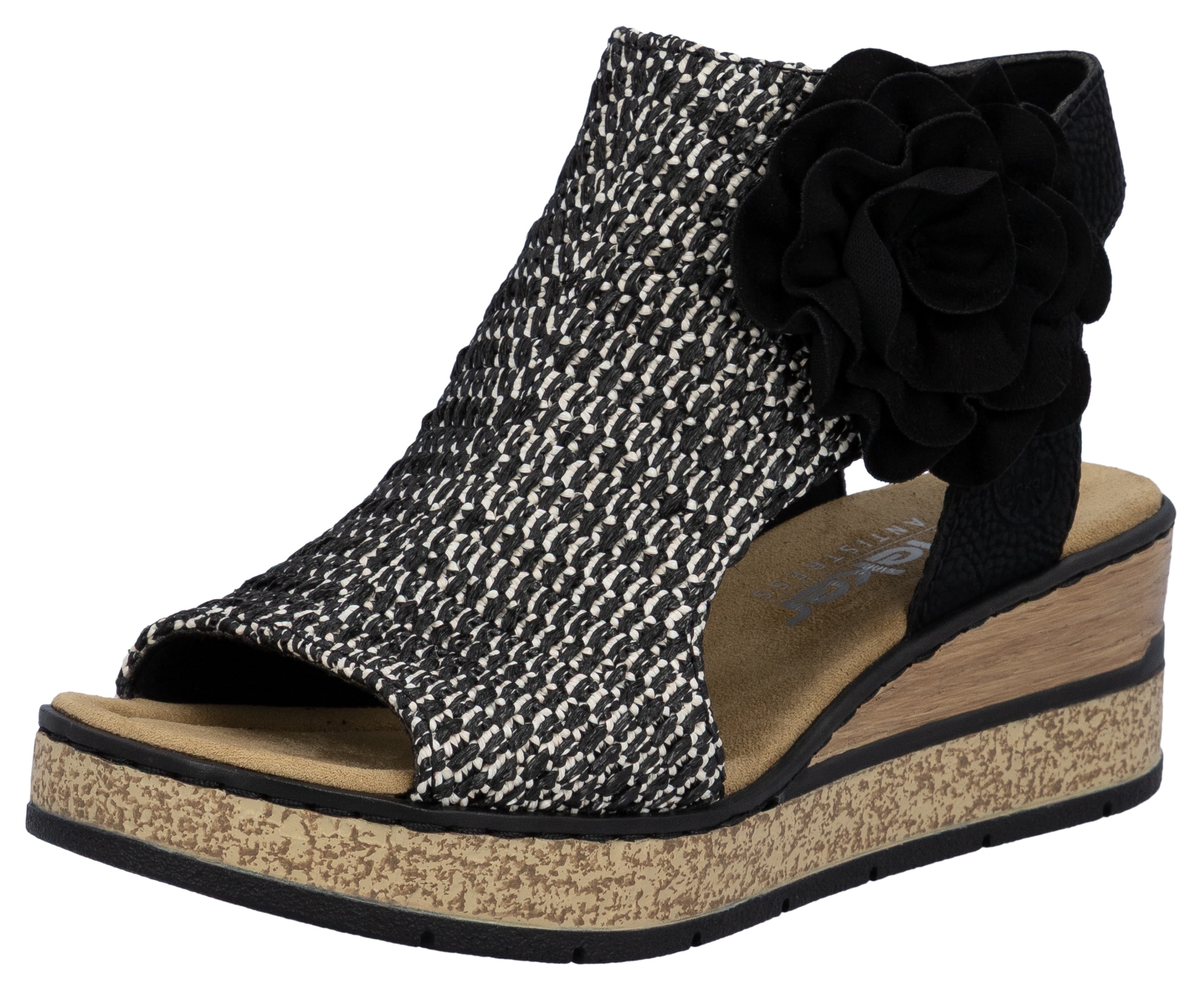 Rieker Schaftsandalette  Keilsandale, Sommerschuh, Plateausandalette mit Blüte