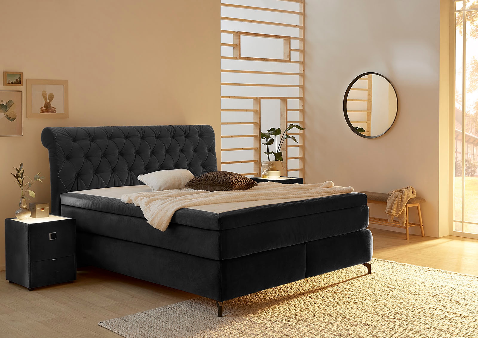 Jockenhöfer Gruppe Boxspringbett »Scarlett mit einer hochwertigen 7-Zonen-Tonnentaschenfederkernmatratze« H3, H3/H4 oder H4,  und einem 9cm Kaltschaum-Topper