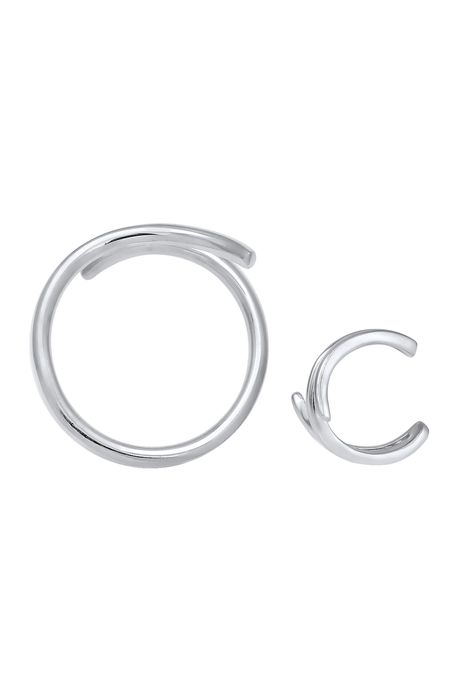 Elli Ohrring und Ketten Set »Schmuckset Ring Single Earcuff Wickellook (2 tlg) 925 Silber«