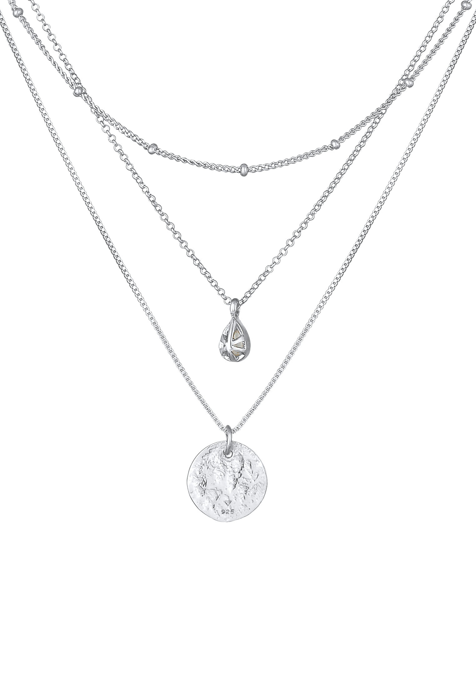 Elli Premium Silberkette »Halskette Layer Labradorit Plättchen Anhänger 925 Silber«